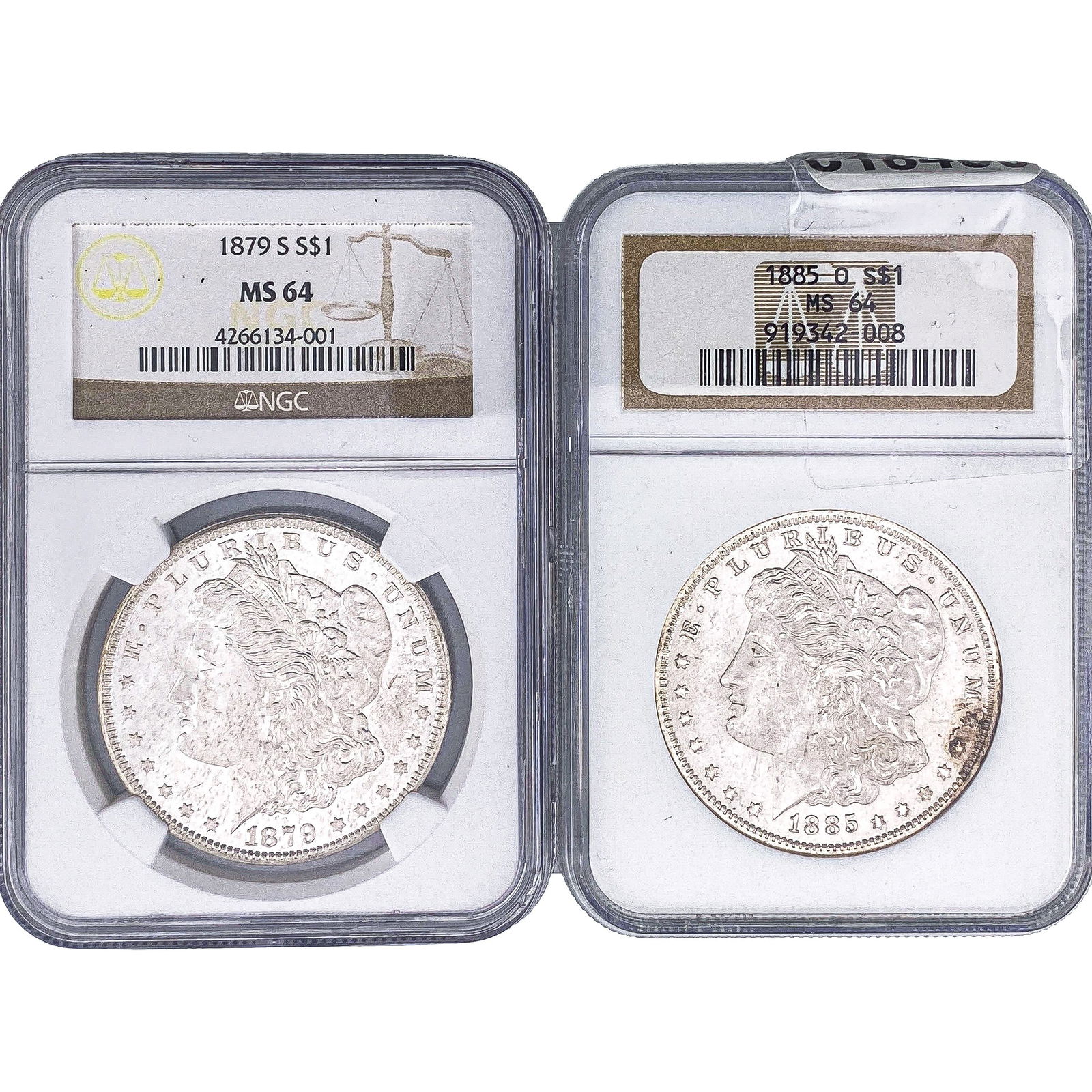 [2 Coins] 1879-1885 Morgan Silver Dollar NGC MS64 (1 of 2)