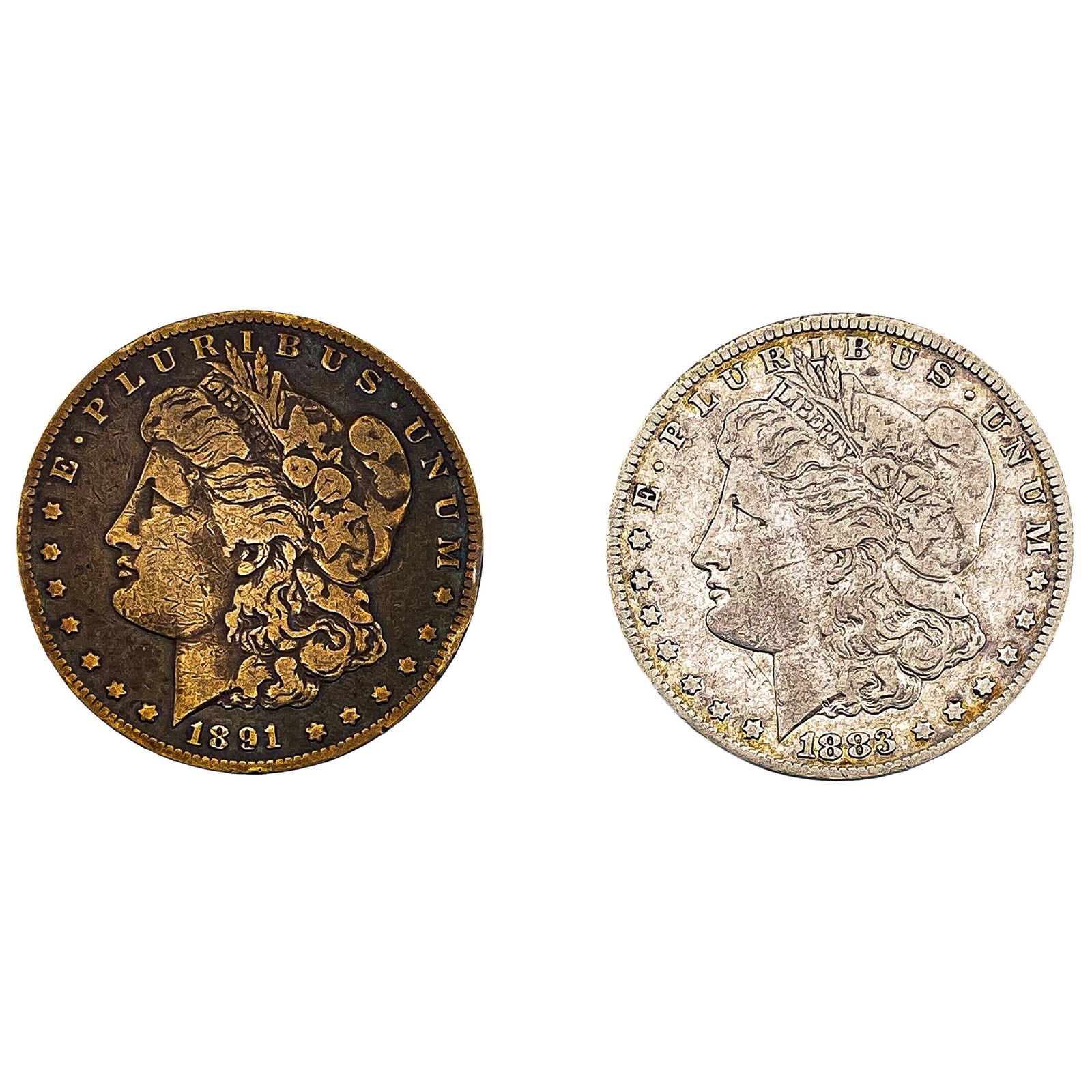 [2 Coins] 1883-1891 Morgan Silver Dollar (1 of 2)