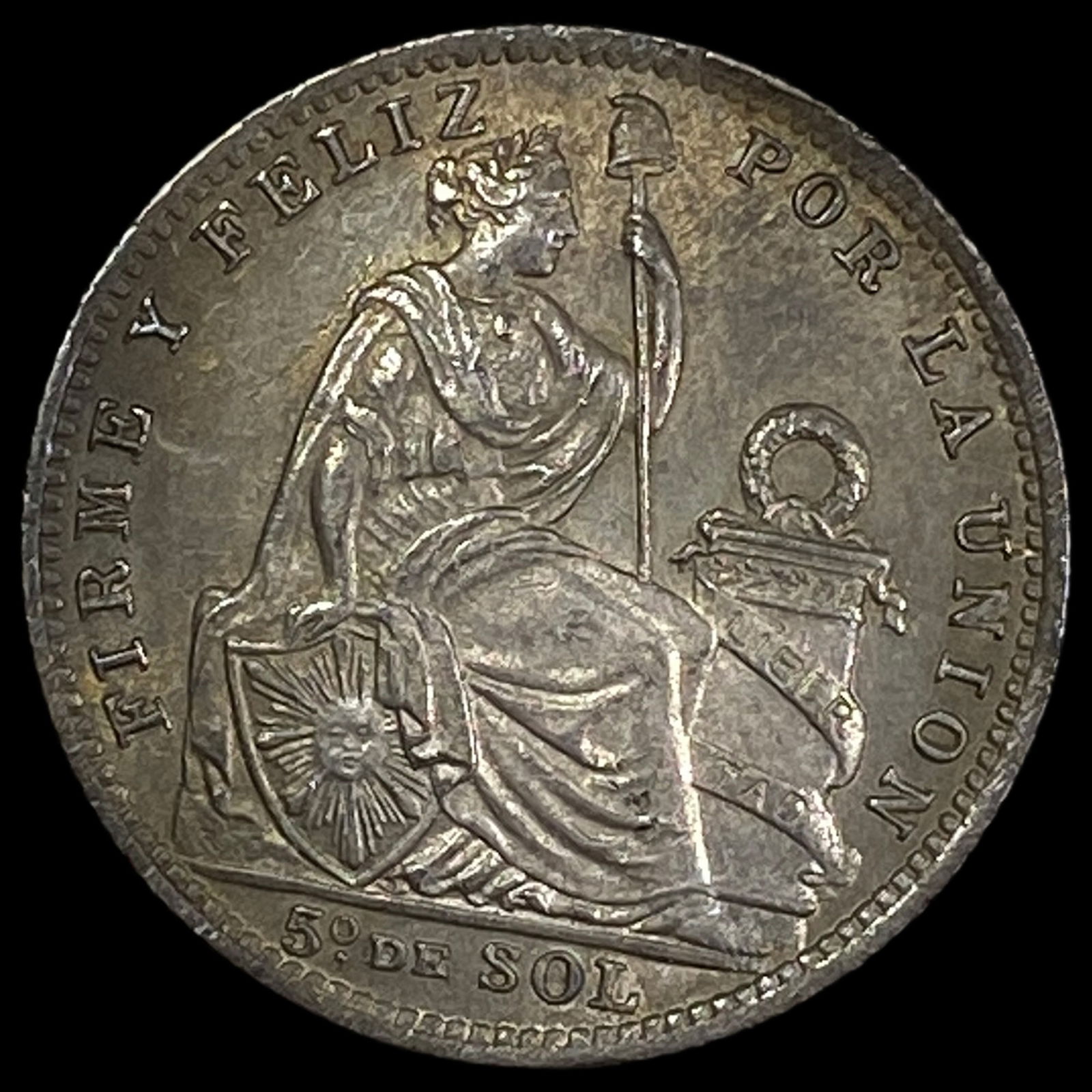 1916 Peru Silver 1/5 Sol NEARLY UNCIRCULATED (1 of 2)