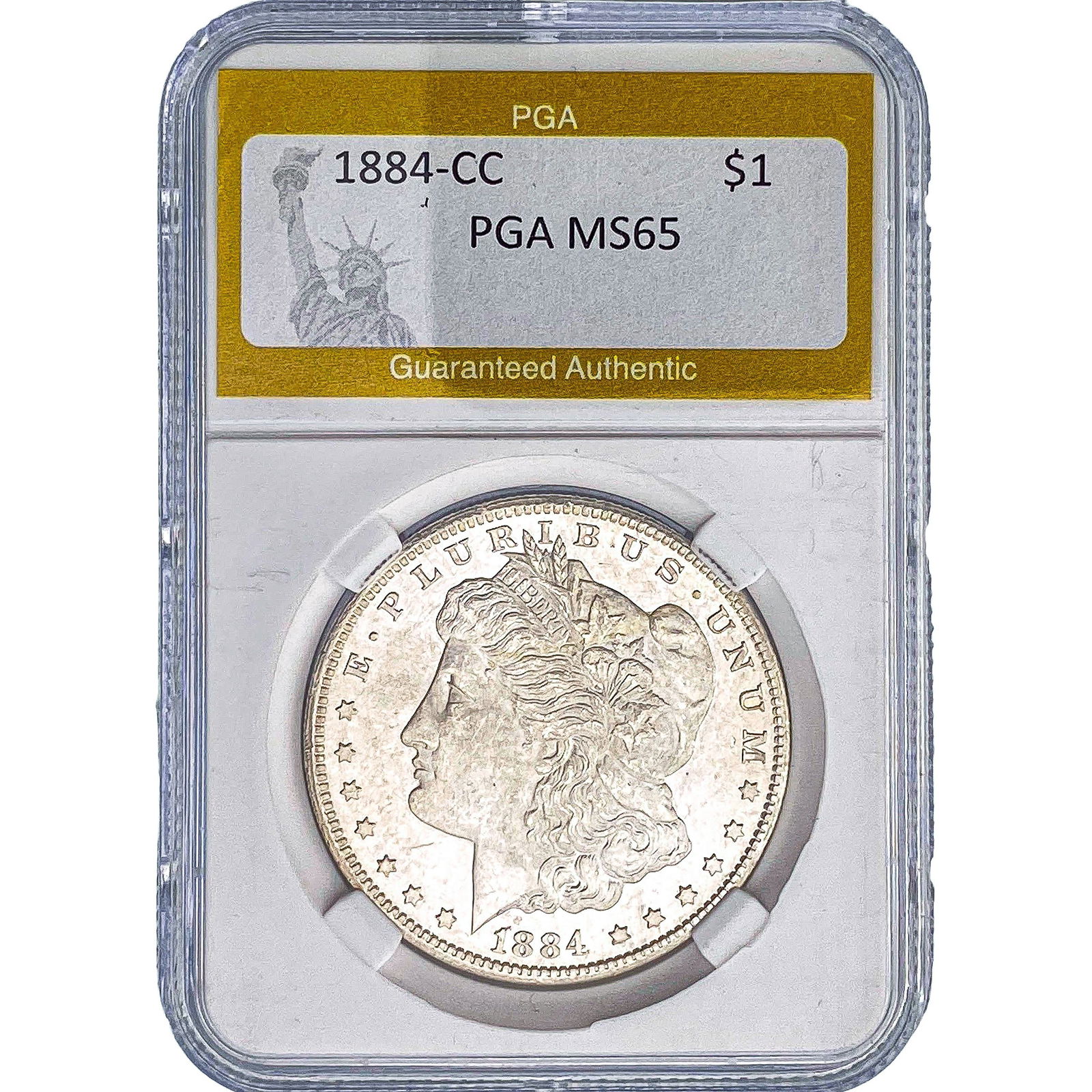 1884-CC Morgan Silver Dollar PGA MS65: 1884-CC Morgan Silver Dollar PGA MS65