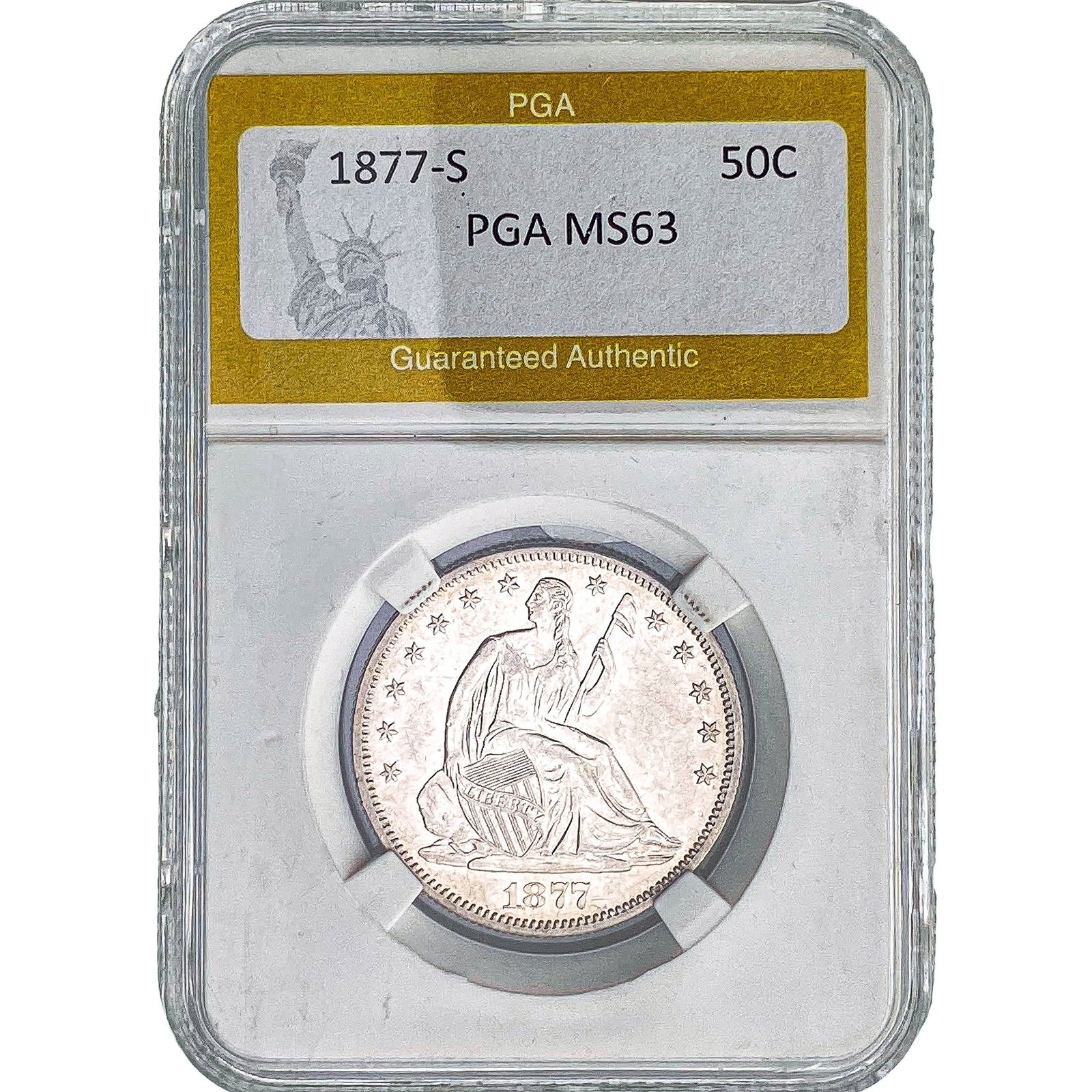 1877-S Seated Liberty Half Dollar PGA MS63: 1877-S Seated Liberty Half Dollar PGA MS63