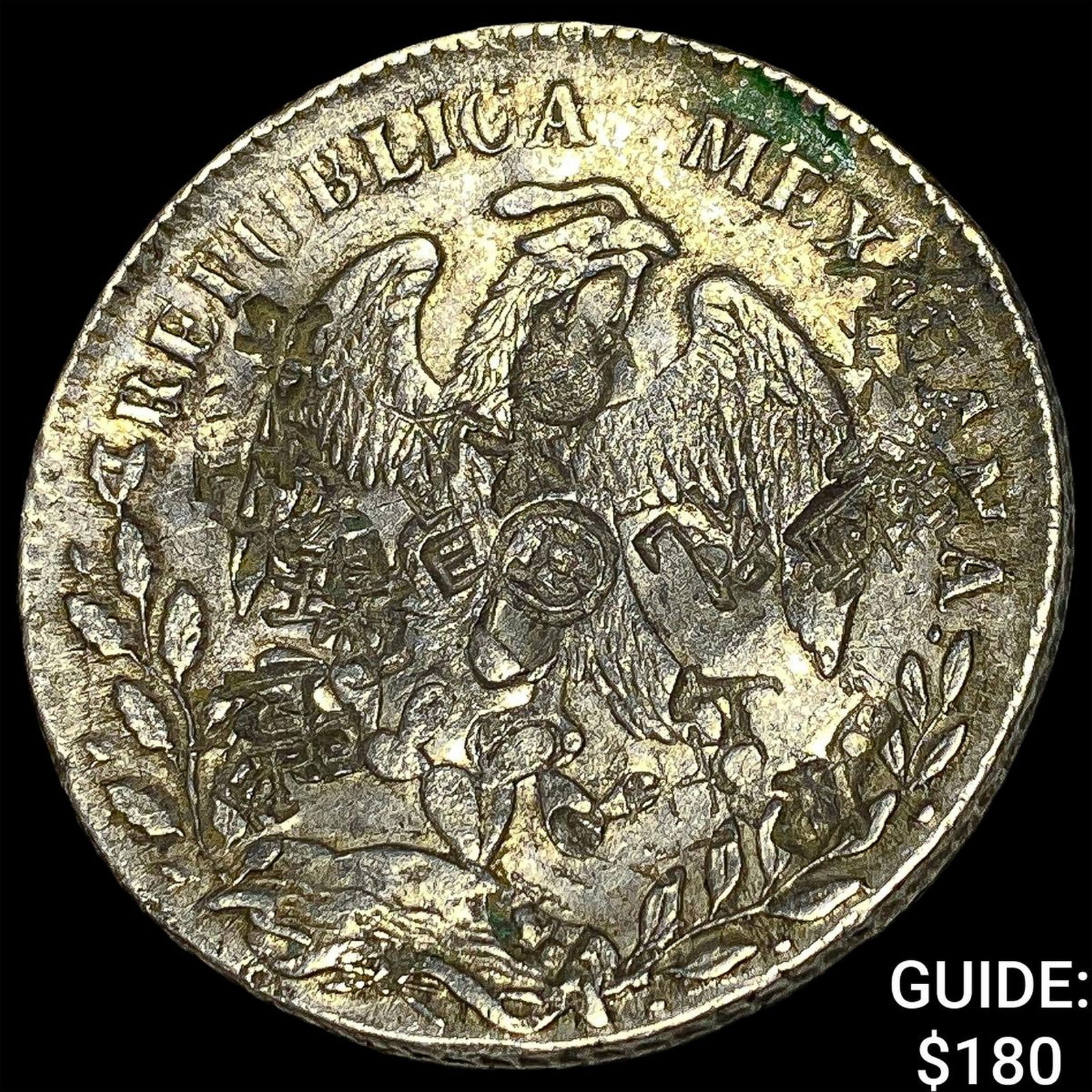 1880 Mexico Silver 1 Peso Punch Marked NEARLY UNCIRCULATED (1 of 2)