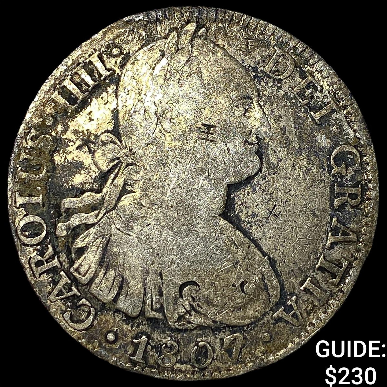 Colonial Spain Silver 8 Reales Punchmarked NEARLY UNCIRCULATED: Colonial Spain Silver 8 Reales Punchmarked NEARLY UNCIRCULATED