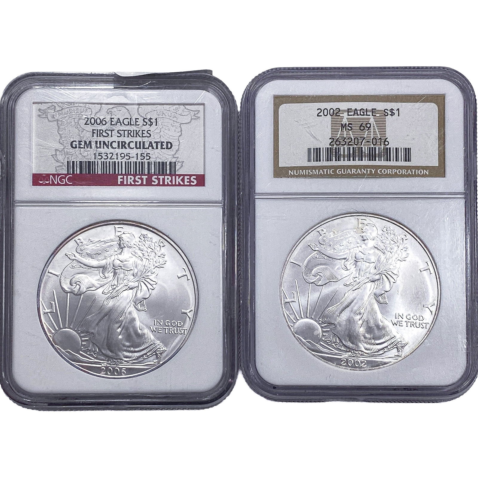 [2 Coins] 2002-2006 Silver Eagle NGC MS69 (1 of 2)