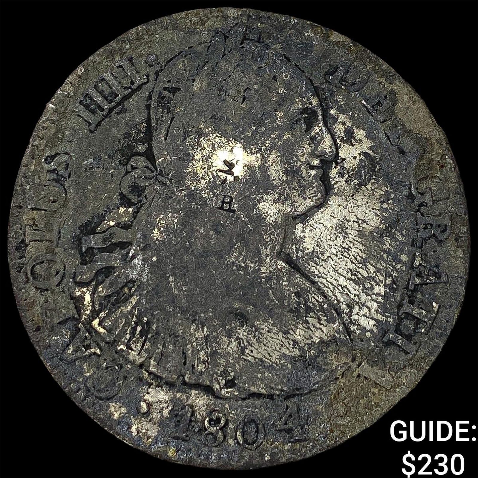 1804 Colonial Spain Silver 8 Reales Punchmarked NEARLY UNCIRCULATED: 1804 Colonial Spain Silver 8 Reales Punchmarked NEARLY UNCIRCULATED