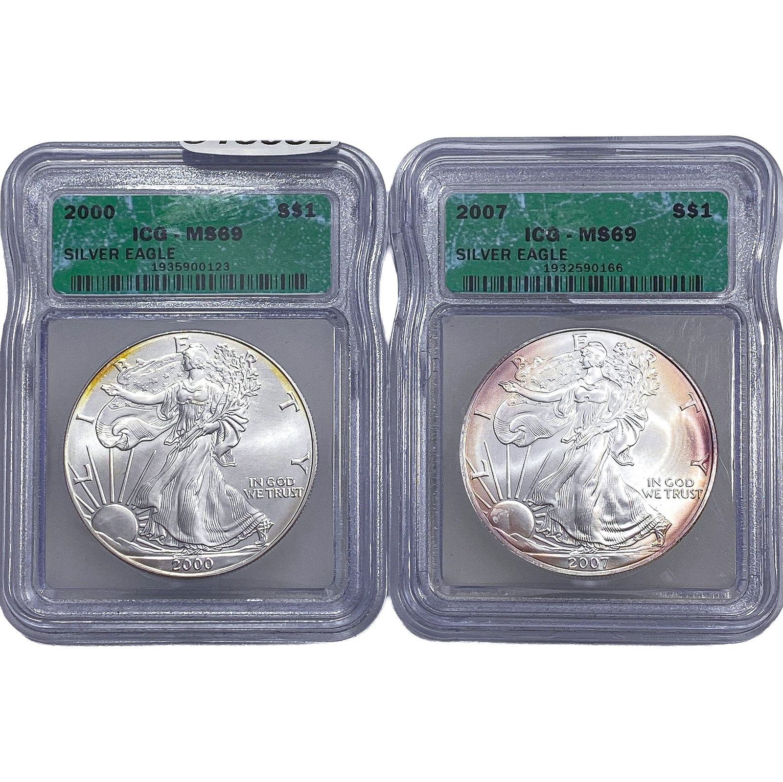 [2 Coins] 2000-2007 Silver Eagle ICG MS69 (1 of 2)