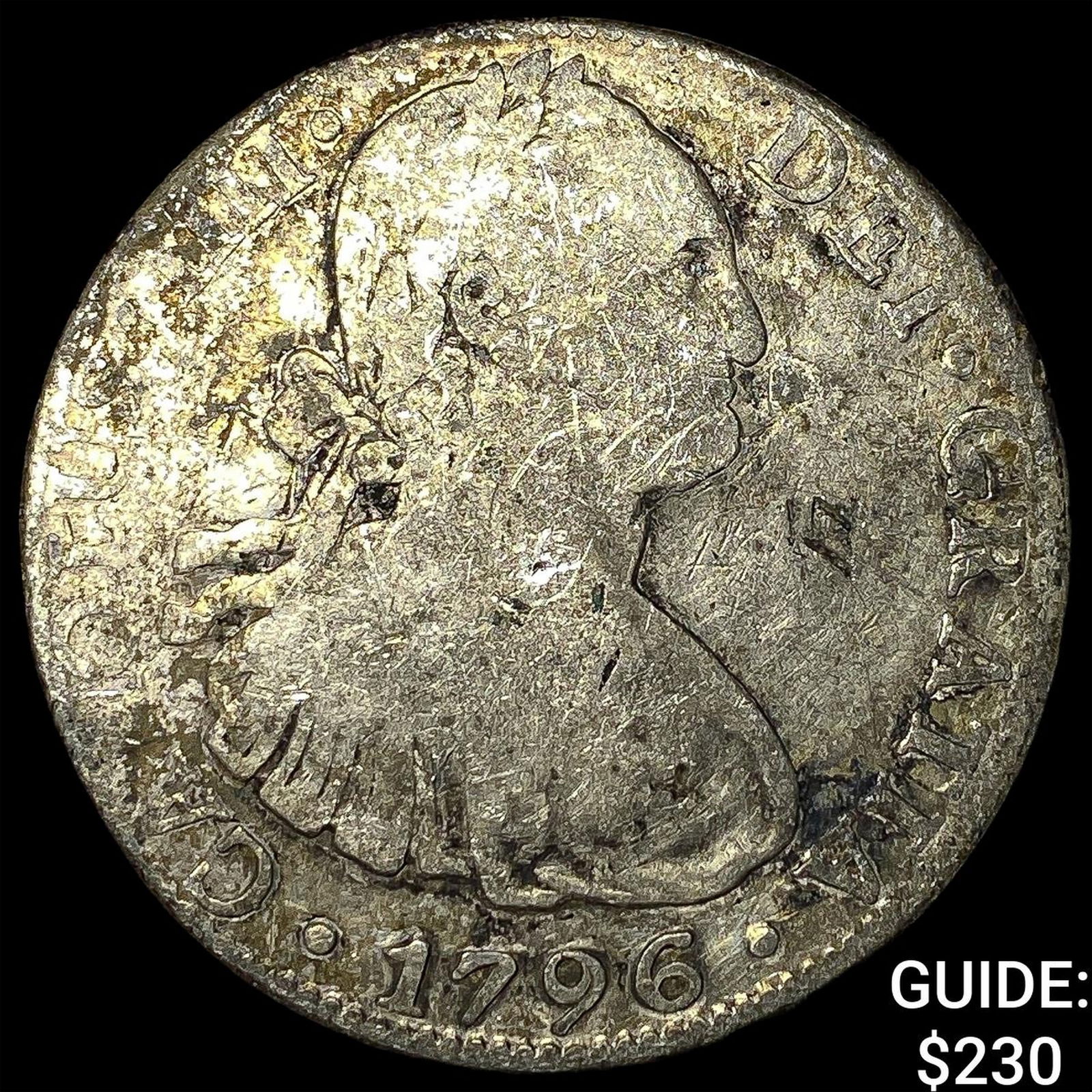 1796 Colonial Spain Silver 8 Reales Punchmarked NEARLY UNCIRCULATED (1 of 2)