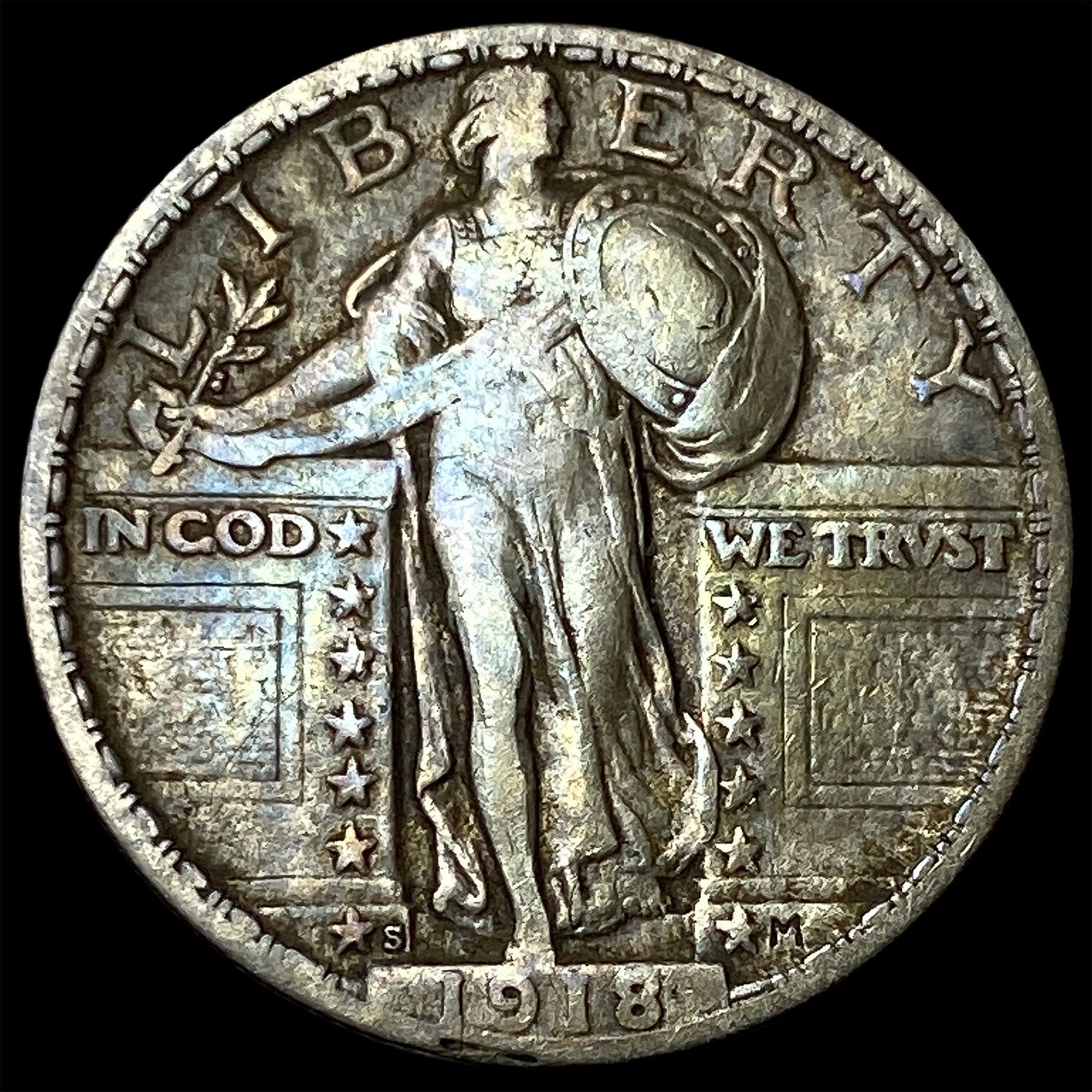 1918-S Silver Standing Liberty Quarter LIGHTLY CIRCULATED: 1918-S Silver Standing Liberty Quarter LIGHTLY CIRCULATED