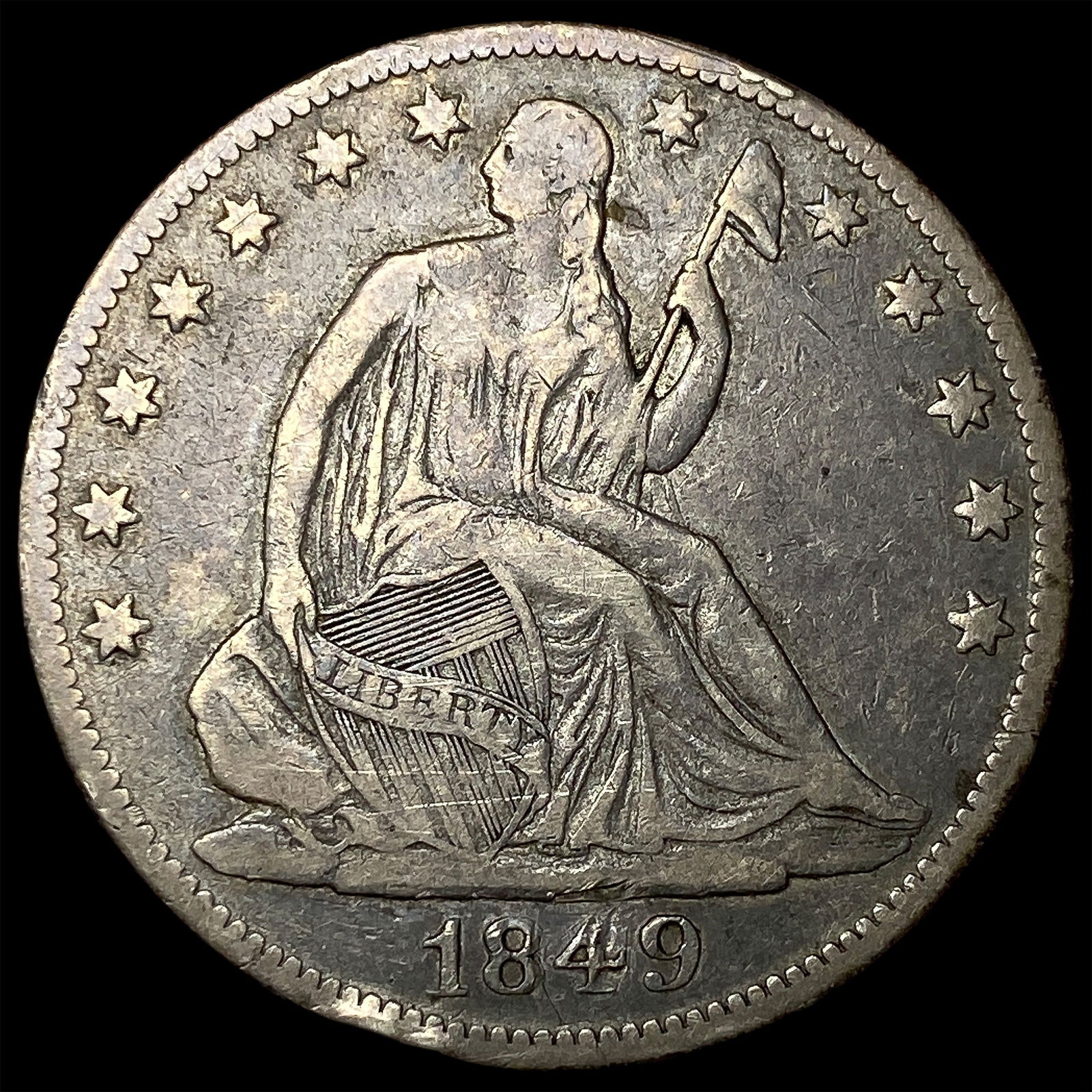 1849-O Silver Half Dollar ABOUT UNCIRCULATED: 1849-O Silver Half Dollar ABOUT UNCIRCULATED