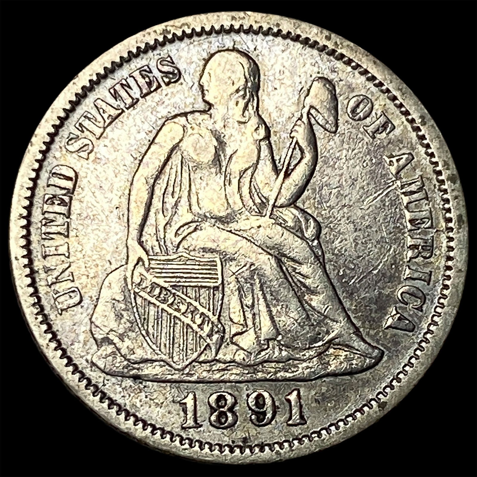 1891 Silver Dime NEARLY UNCIRCULATED: 1891 Silver Dime NEARLY UNCIRCULATED