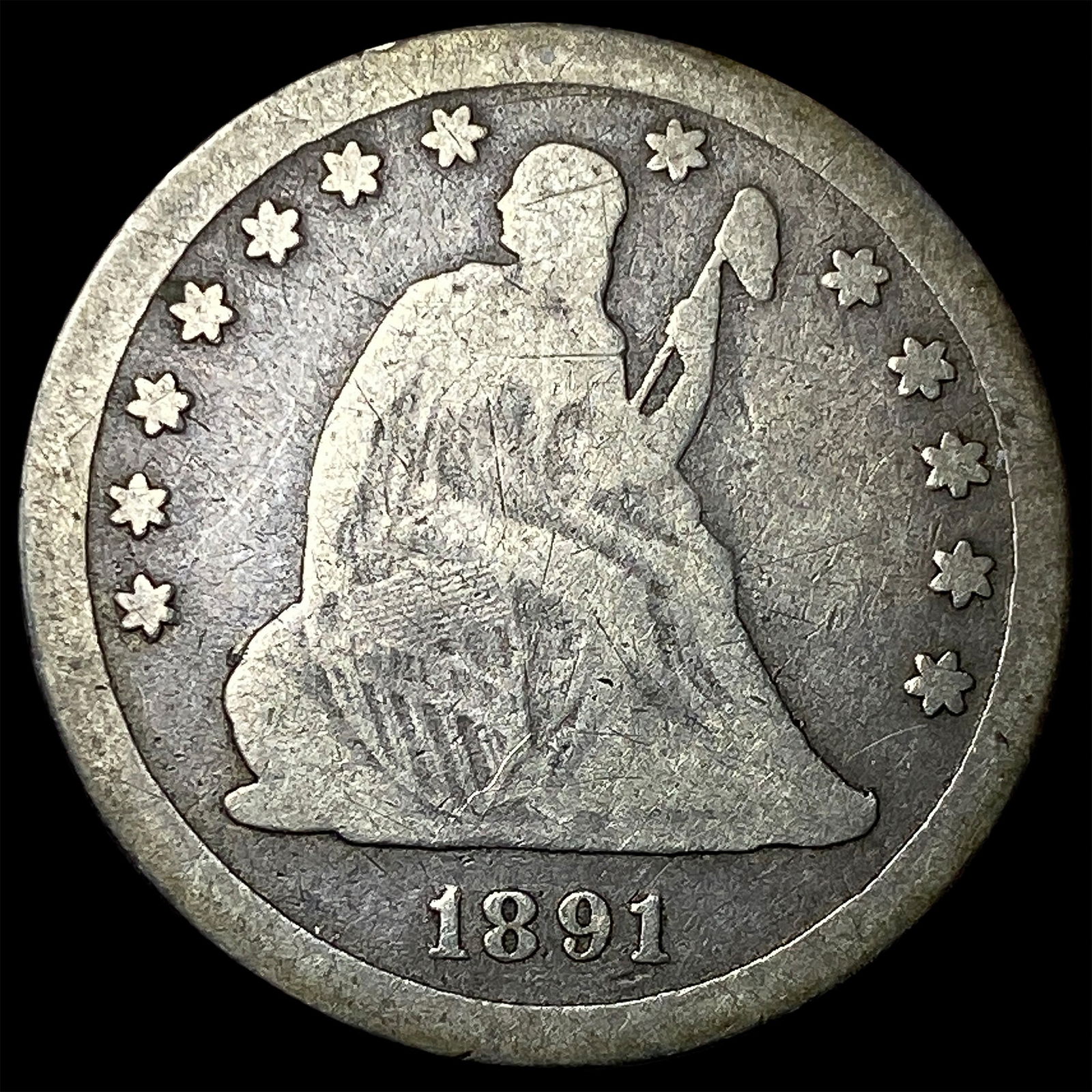 1891 Silver Seated Liberty Dime NICELY CIRCULATED (1 of 2)