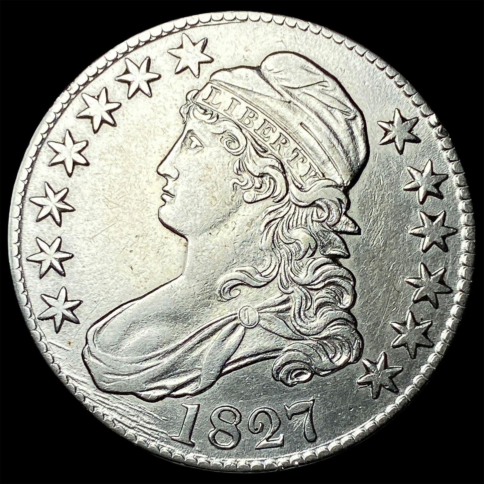 1827 Capped Bust Half Dollar CLOSELY UNCIRCULATED: 1827 Capped Bust Half Dollar CLOSELY UNCIRCULATED