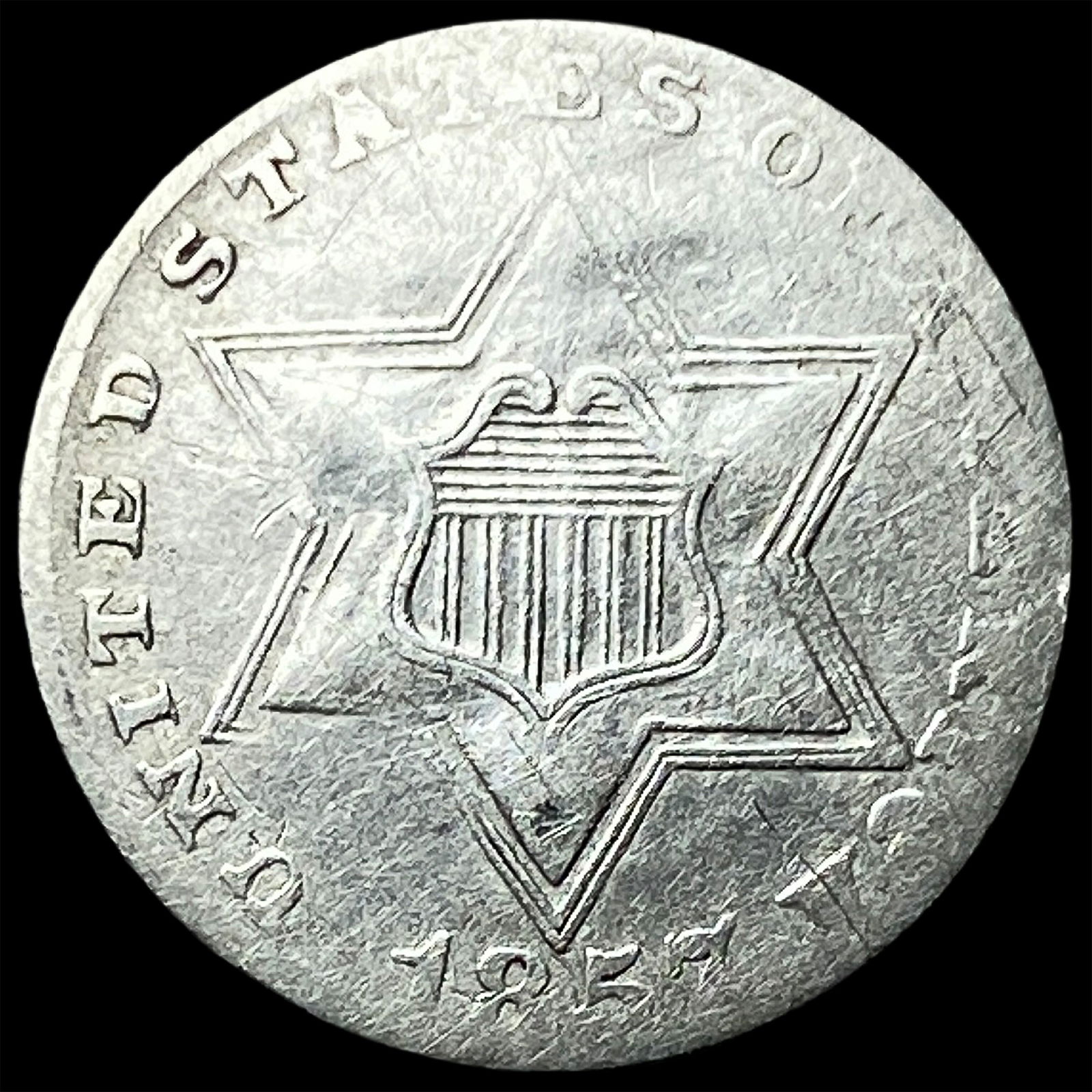 1857 Silver Three-Cent Piece LIGHTLY CIRCULATED (1 of 2)