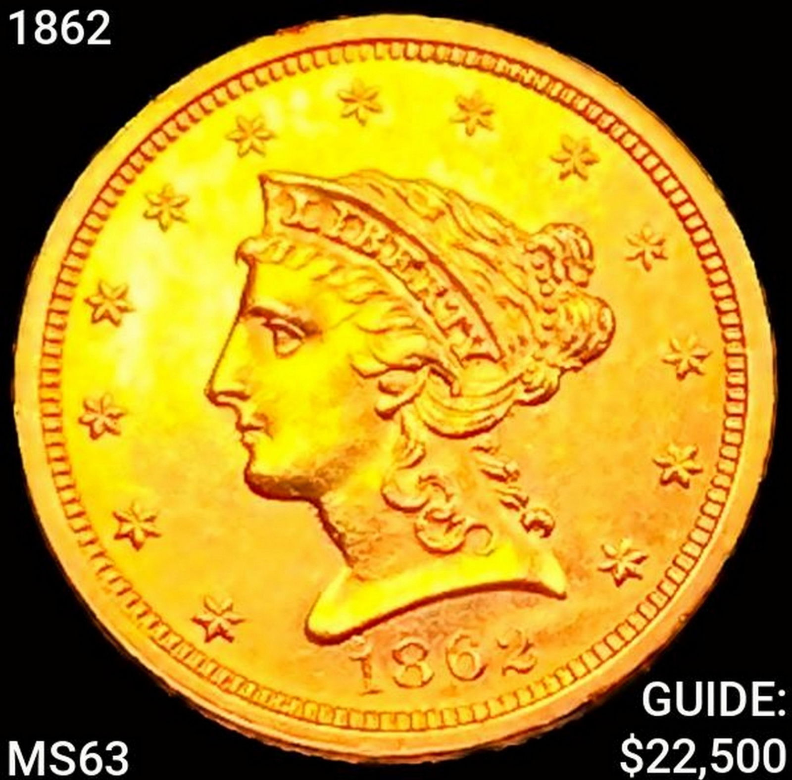 1862 $2.50 Gold Quarter Eagle CHOICE BU (1 of 2)