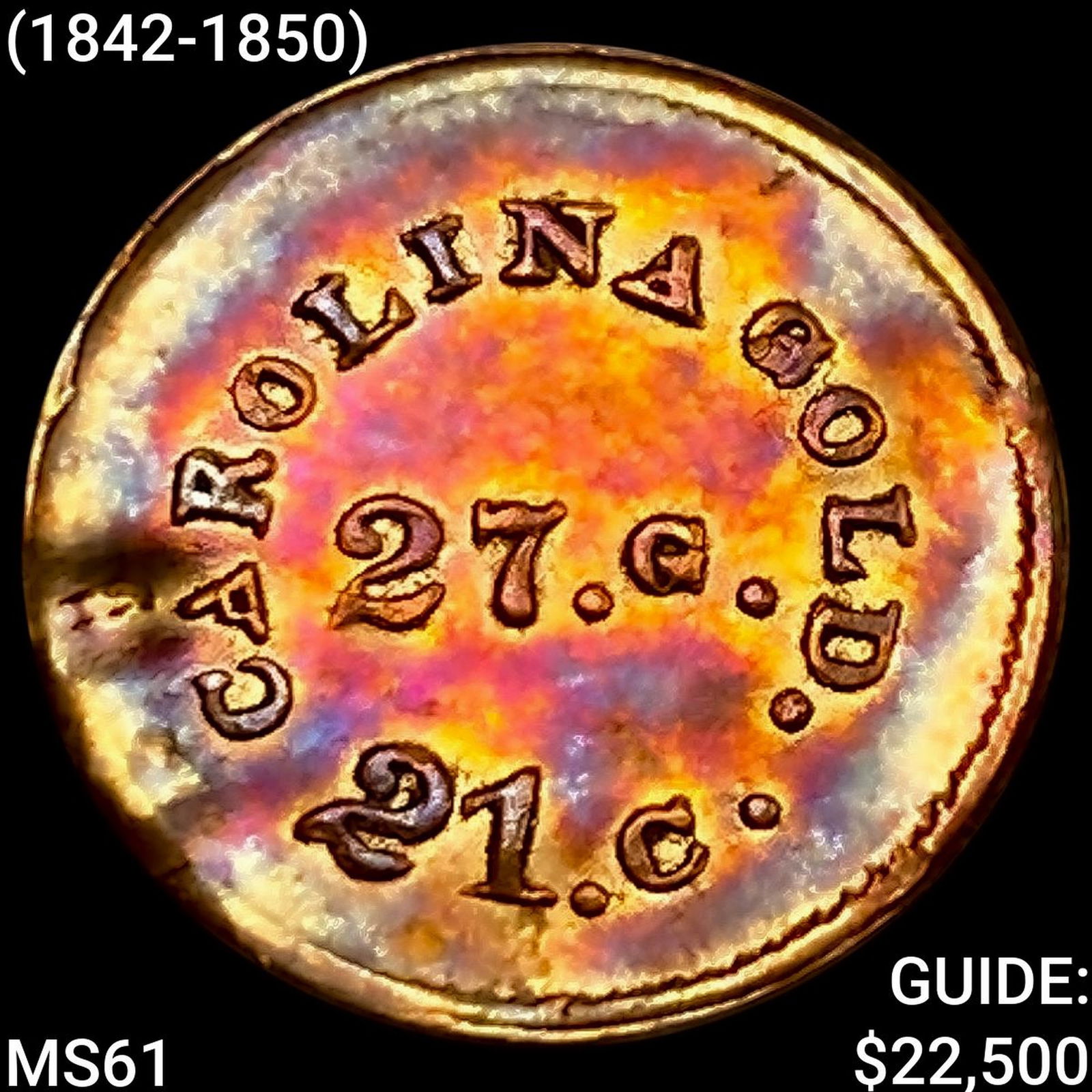 (1842-1850) A. Bechtler G$1 27G, 21C, Plain Edge UNCIRCULATED: (1842-1850) A. Bechtler G$1 27G, 21C, Plain Edge UNCIRCULATED