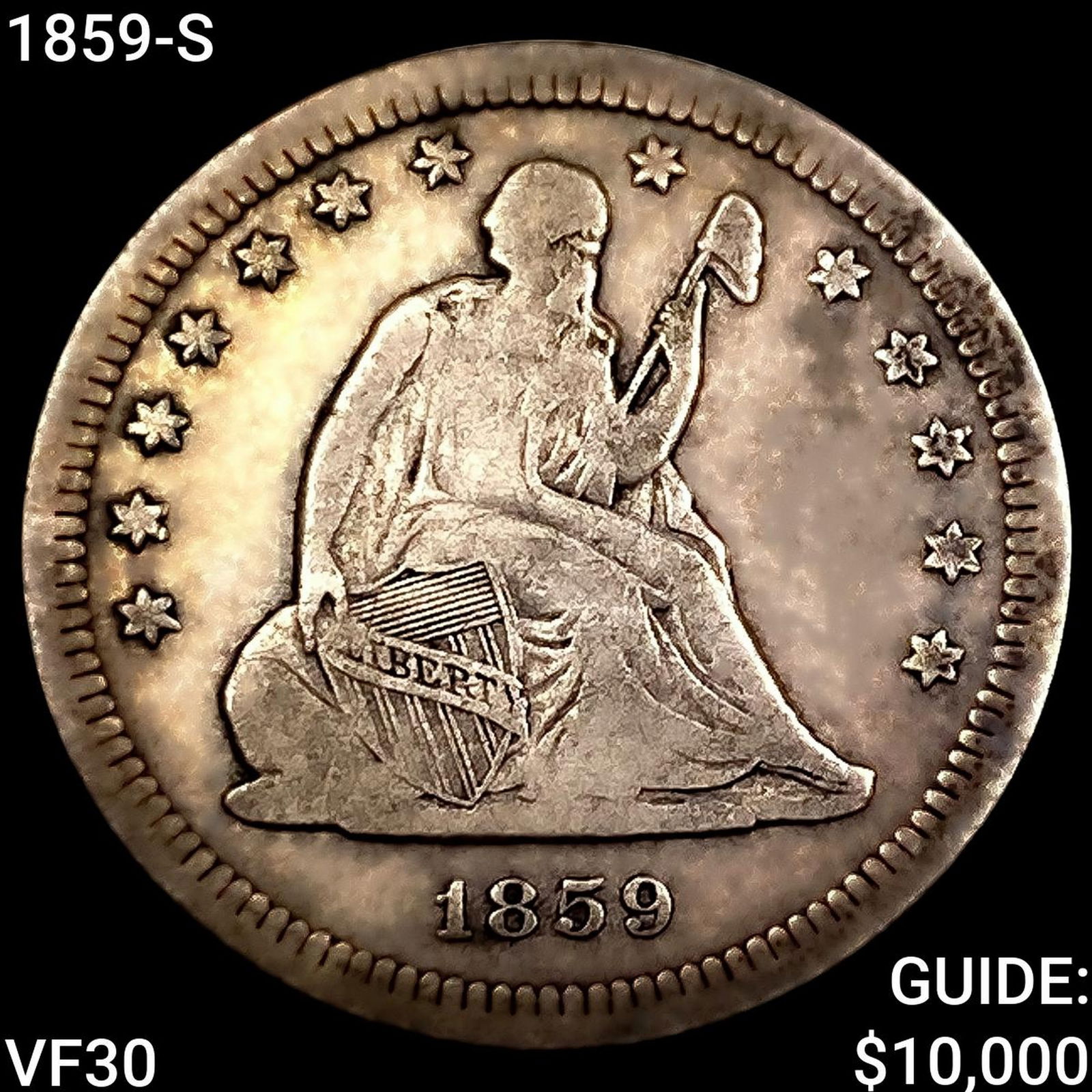 1859-S Seated Liberty Quarter LIGHTLY CIRCULATED (1 of 2)