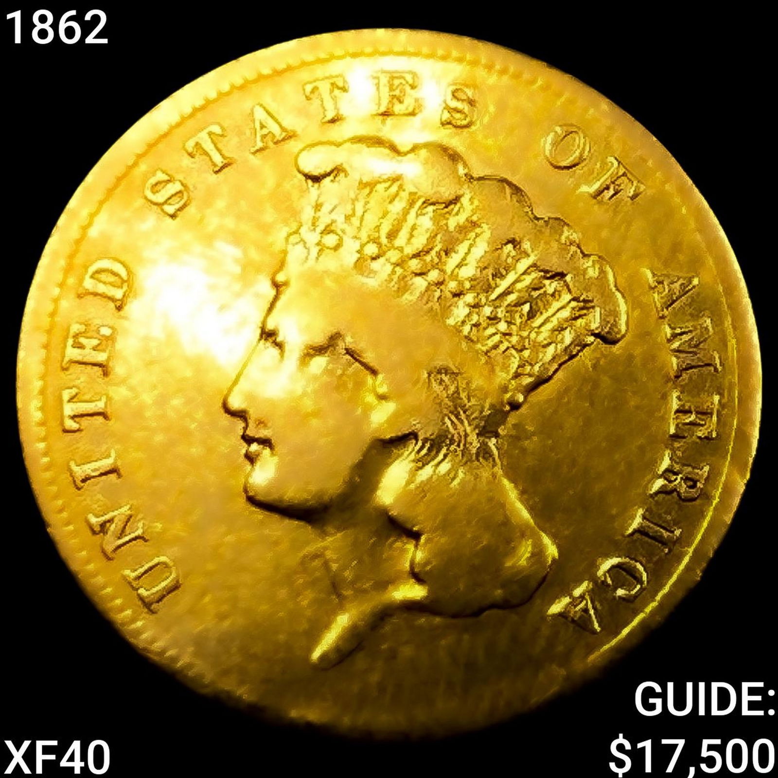 1862 $3 Gold Piece NEARLY UNCIRCULATED (1 of 2)