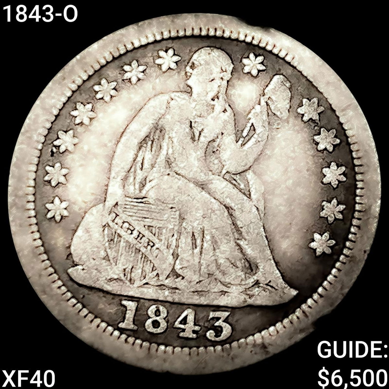 1843-O Seated Liberty Dime NEARLY UNCIRCULATED (1 of 2)