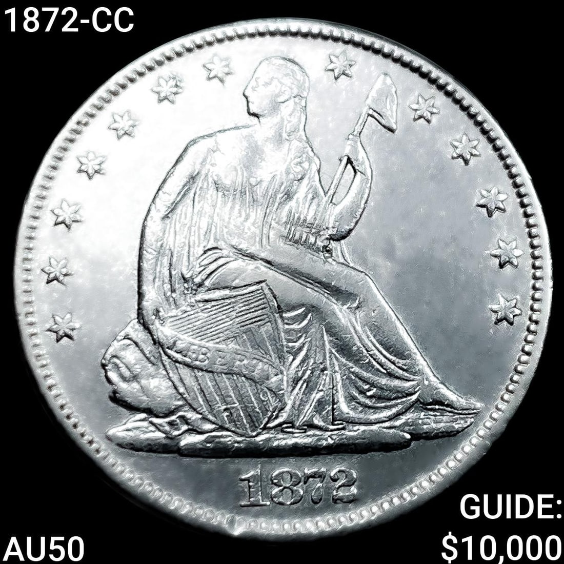 1872-CC Seated Liberty Half Dollar CLOSELY UNCIRCULATED (1 of 2)