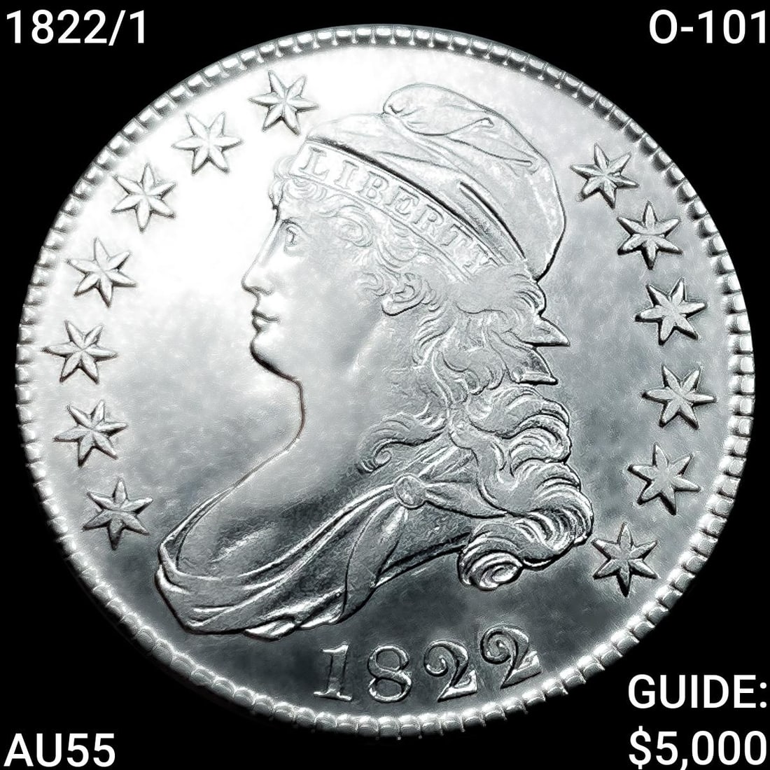 1822/1 O-101 Capped Bust Half Dollar HIGH GRADE: 1822/1 O-101 Capped Bust Half Dollar HIGH GRADE