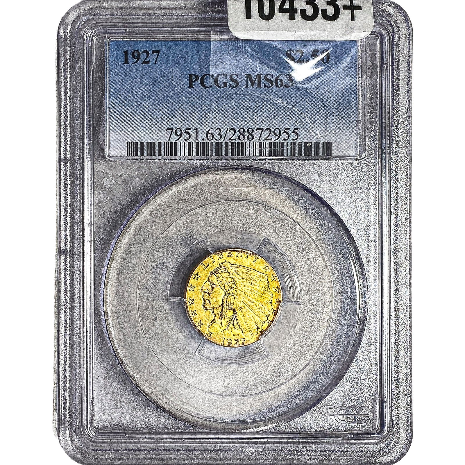 1927 $2.50 Gold Quarter Eagle PCGS MS63: 1927 $2.50 Gold Quarter Eagle PCGS MS63