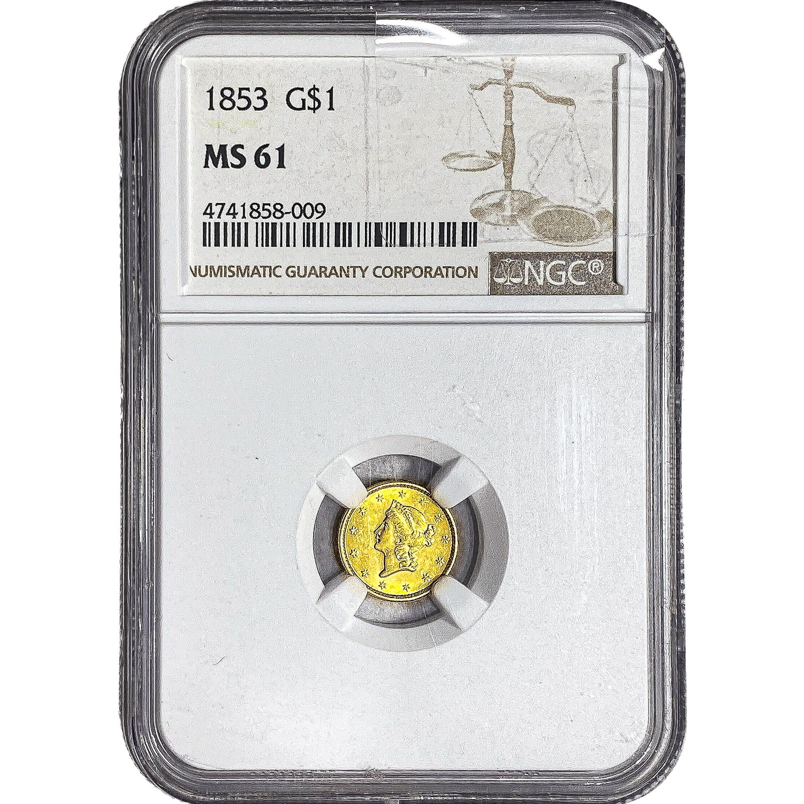 1853 Rare Gold Dollar NGC MS61 (1 of 2)