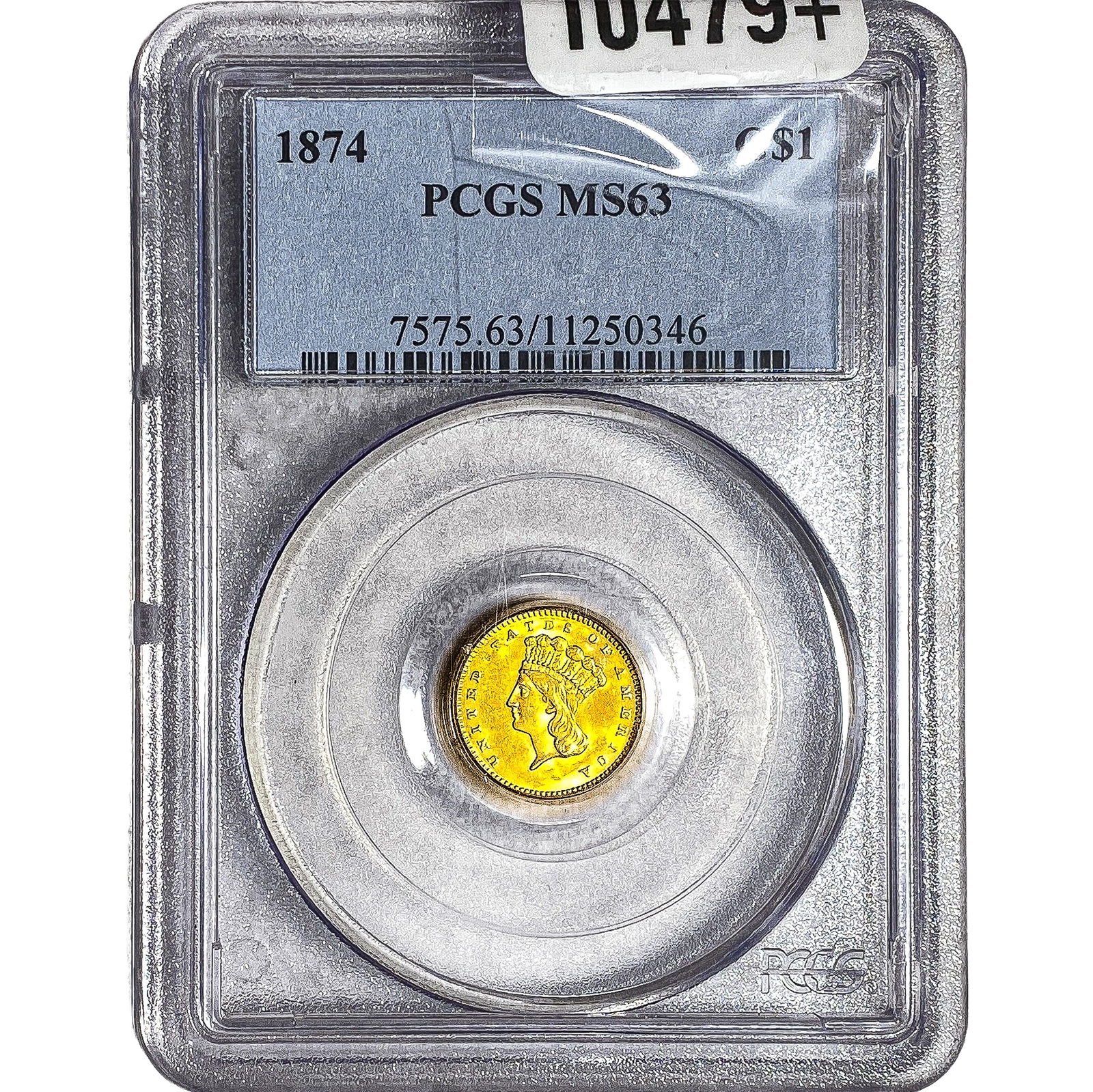 1874 Rare Gold Dollar PCGS MS63 (1 of 2)