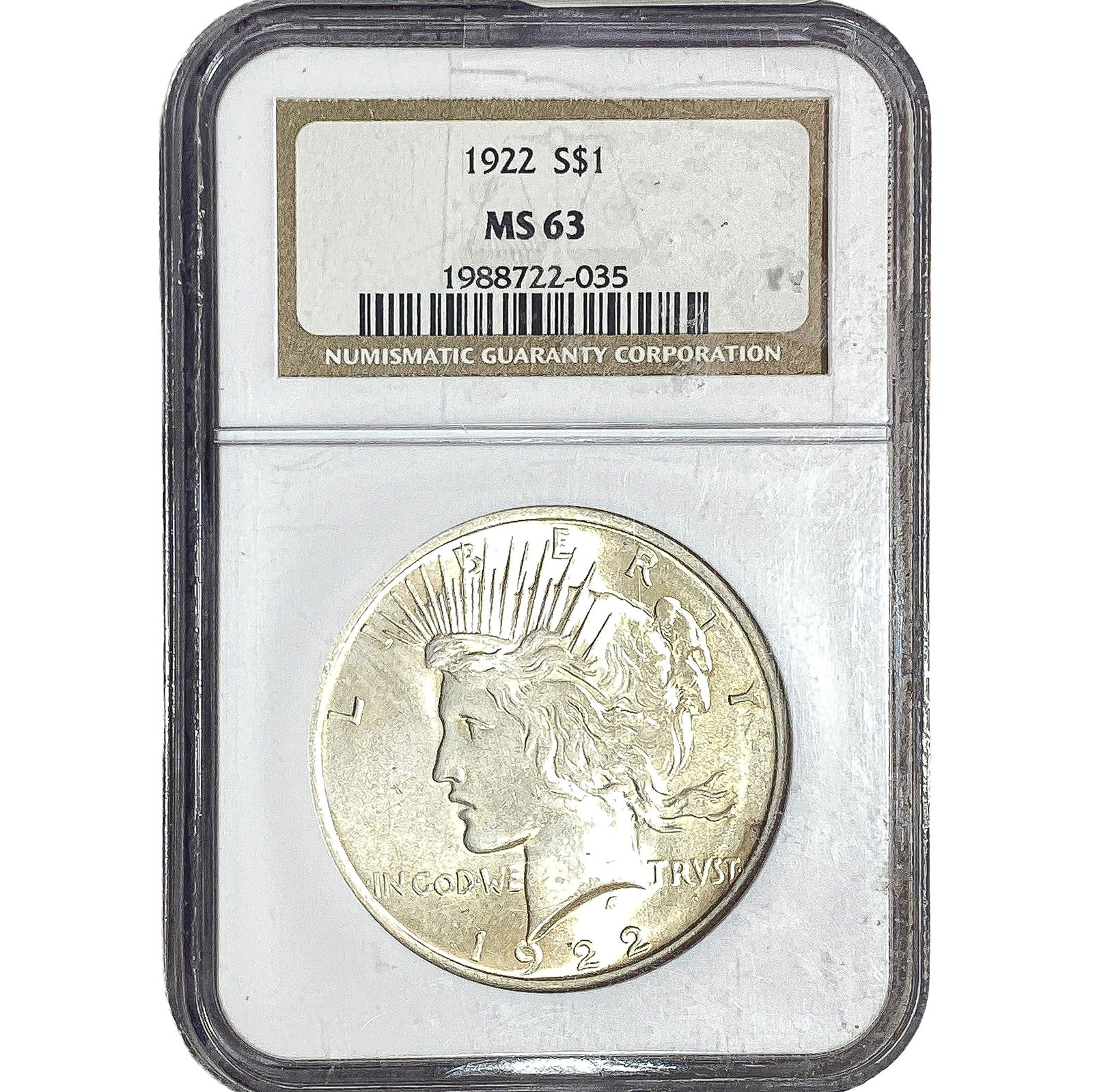 1922 Silver Peace Dollar NGC MS63 (1 of 2)