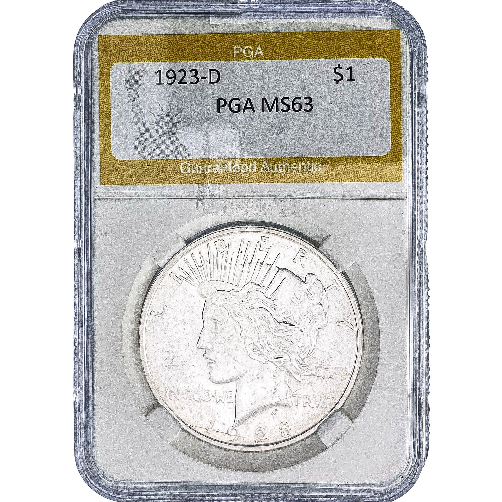 1923-D Silver Peace Dollar PGA MS63: 1923-D Silver Peace Dollar PGA MS63