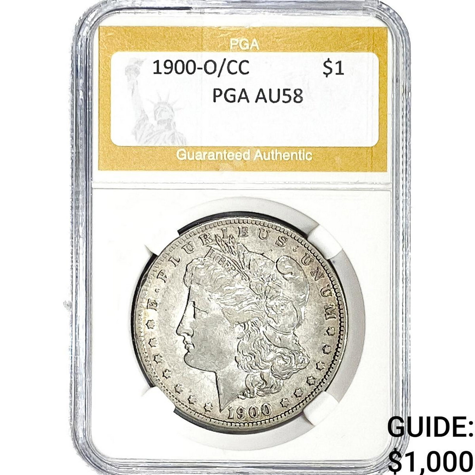 1900-O/CC Morgan Silver Dollar PGA AU58: 1900-O/CC Morgan Silver Dollar PGA AU58