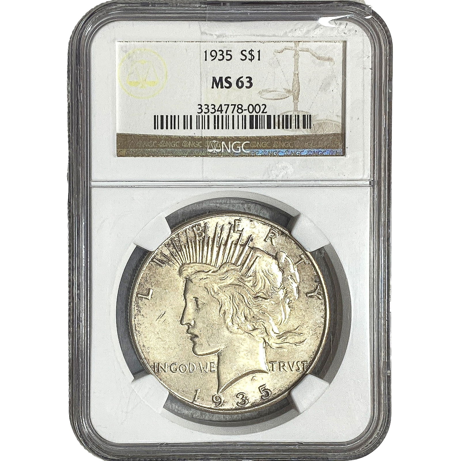 1935 Silver Peace Dollar NGC MS63 (1 of 2)