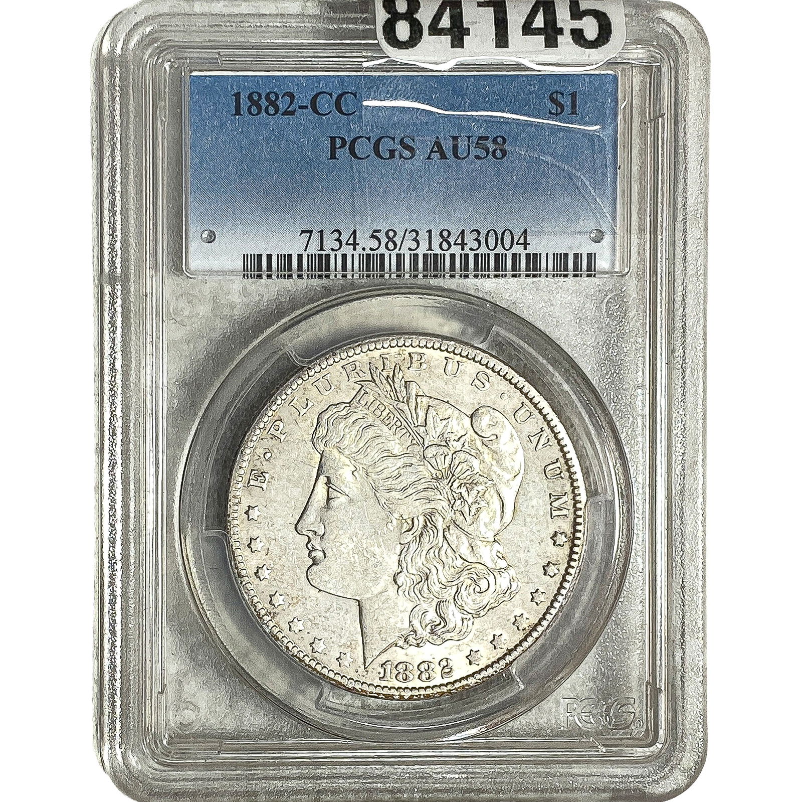 1882-CC Morgan Silver Dollar PCGS AU58: 1882-CC Morgan Silver Dollar PCGS AU58
