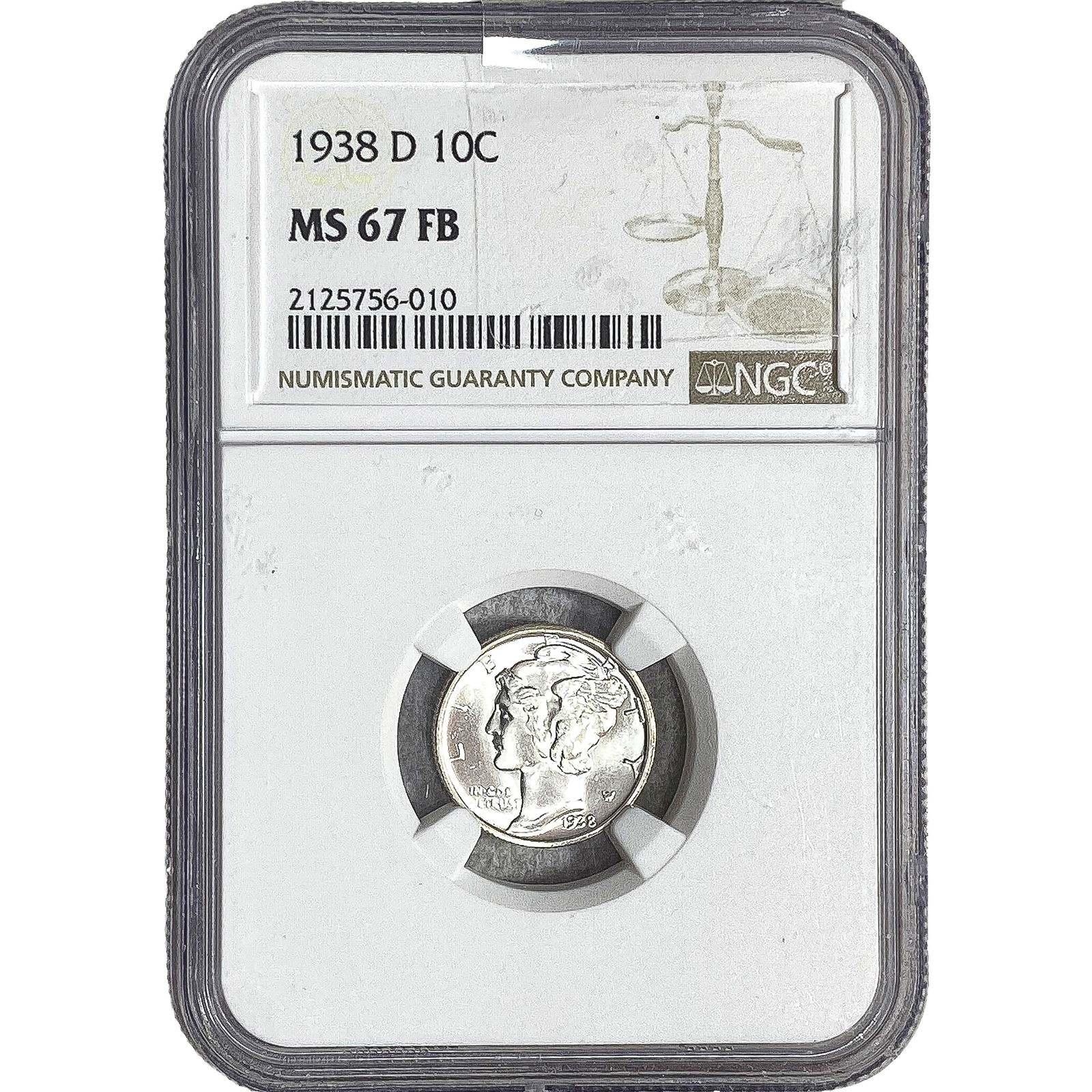 1938-D Mercury Silver Dime NGC MS67 FB (1 of 2)