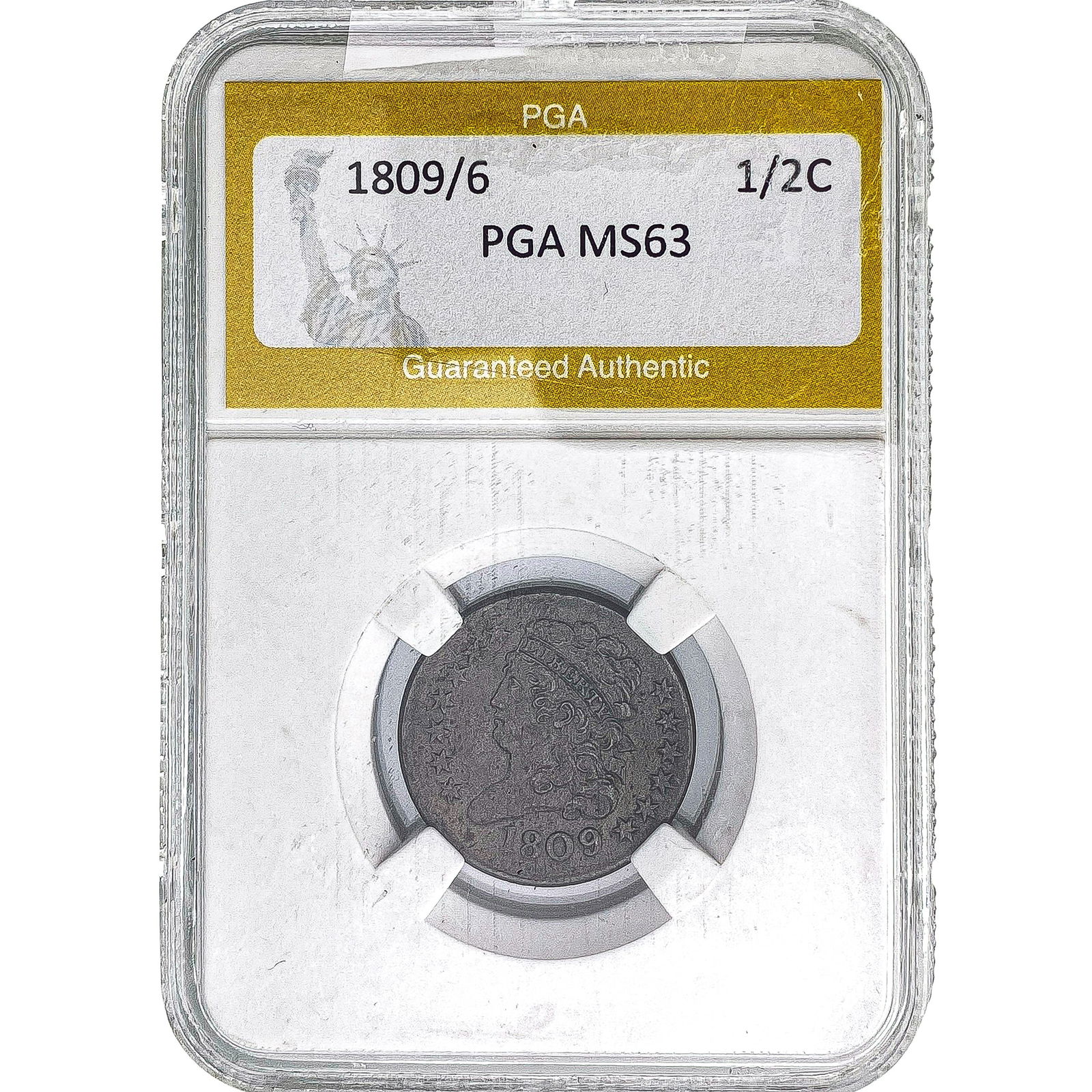 1809/6 Classic Head Half Cent PGA MS63: 1809/6 Classic Head Half Cent PGA MS63