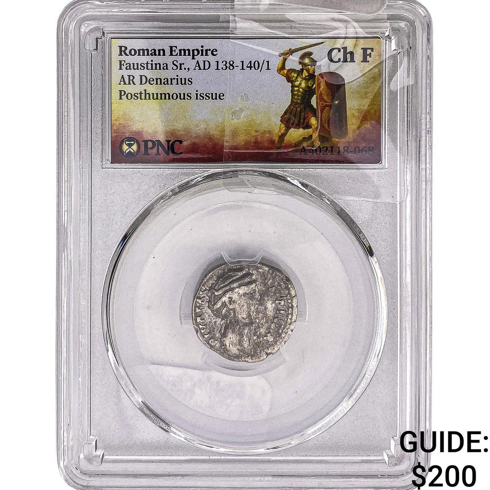 Roman Empire Faustina Sr. 138-141 AD Silver Denarius PNC Ch F: Roman Empire Faustina Sr. 138-141 AD Silver Denarius PNC Ch F