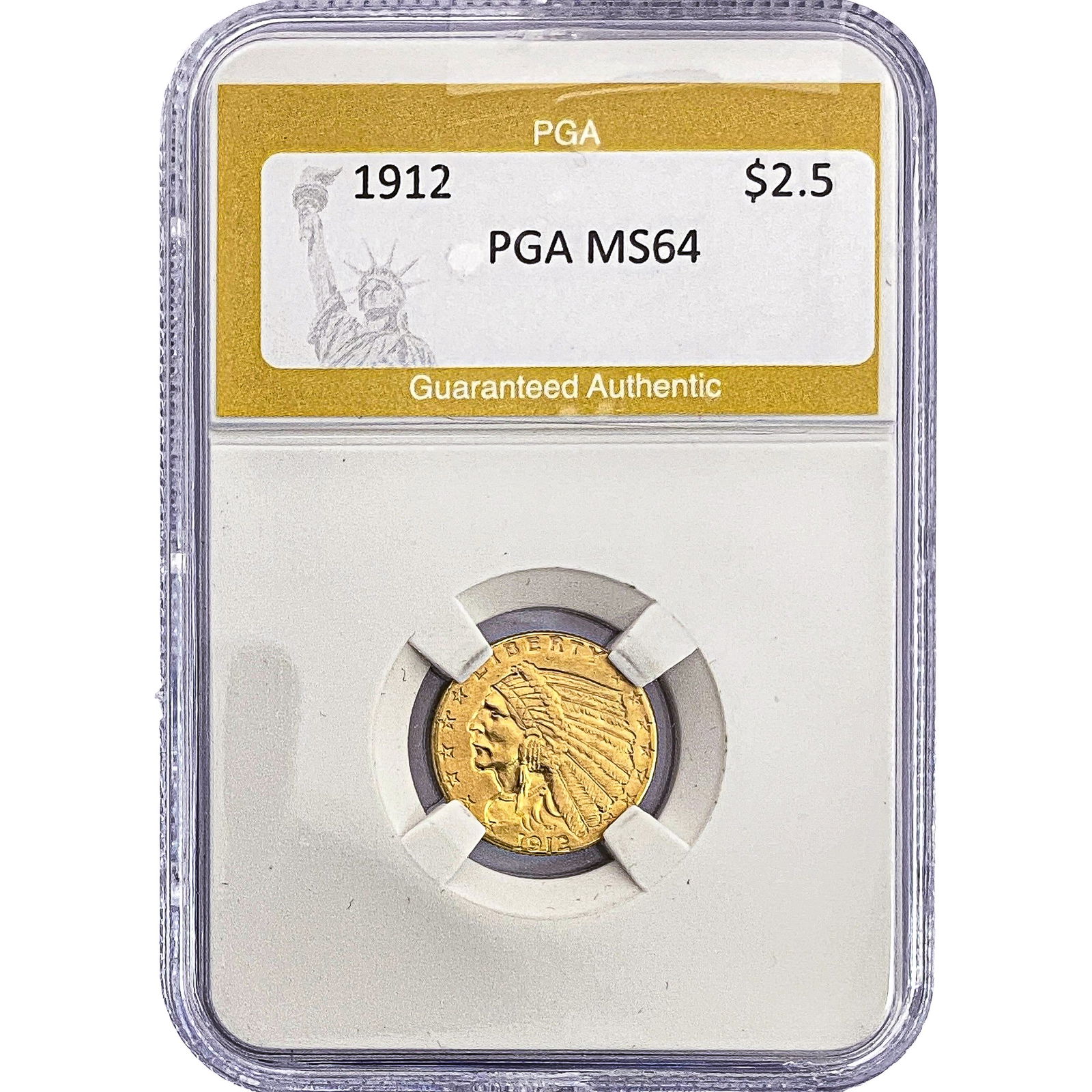 1912 $2.50 Gold Quarter Eagle PGA MS64: 1912 $2.50 Gold Quarter Eagle PGA MS64