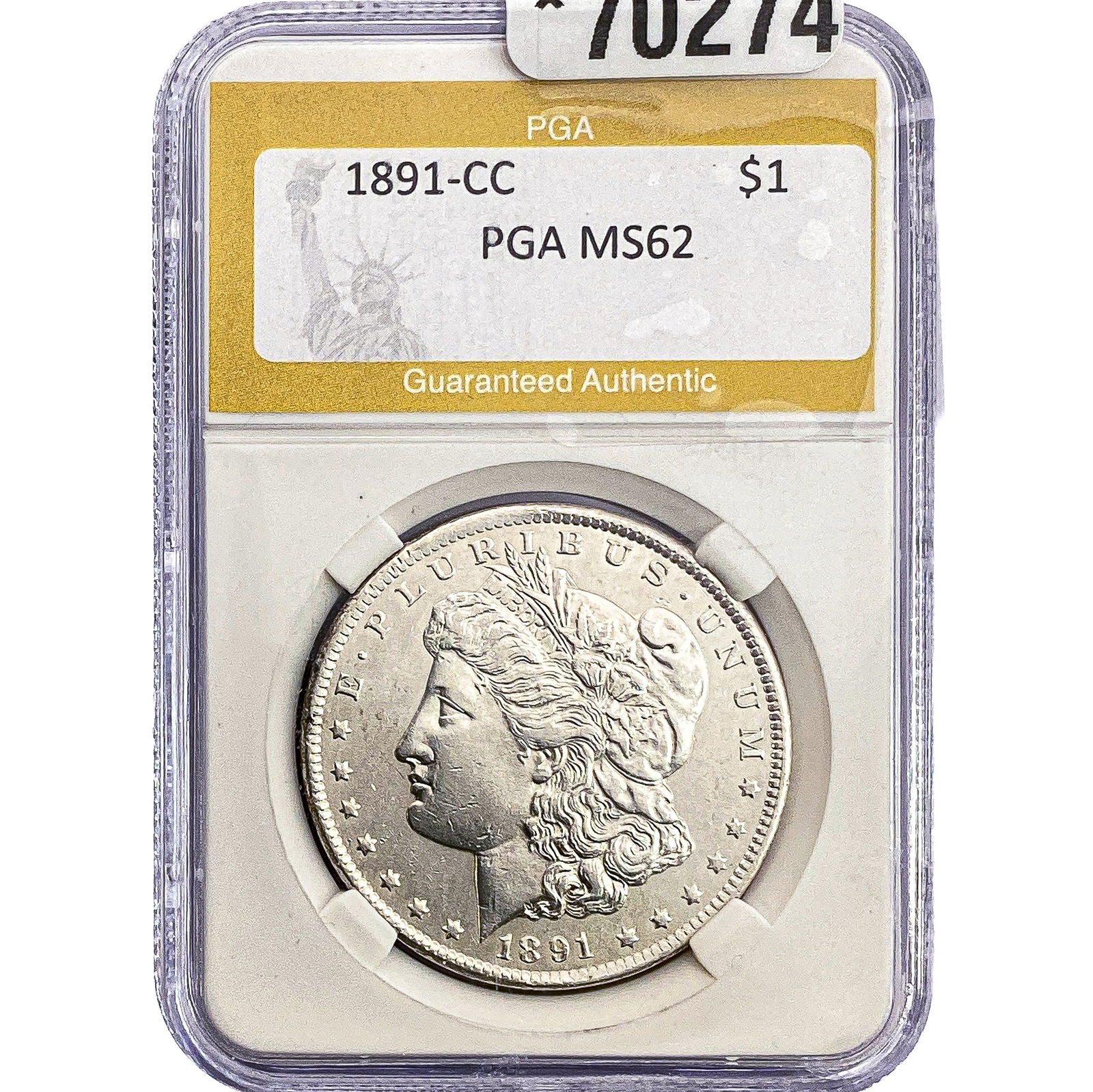 1891-CC "Spitting Eagle" Morgan Silver Dollar PGA MS62 (1 of 2)