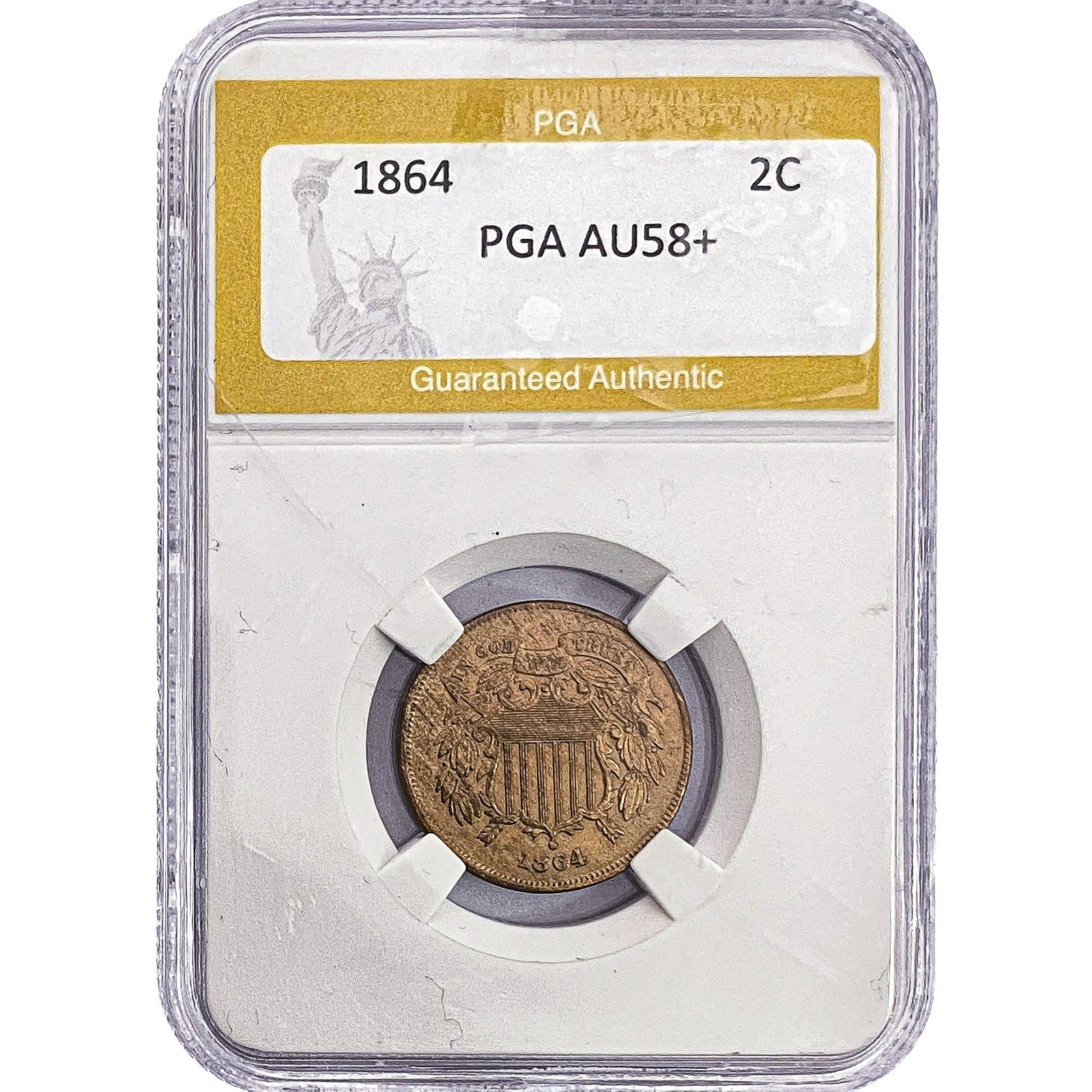 1864 Two Cent Piece PGA AU58+ (1 of 2)