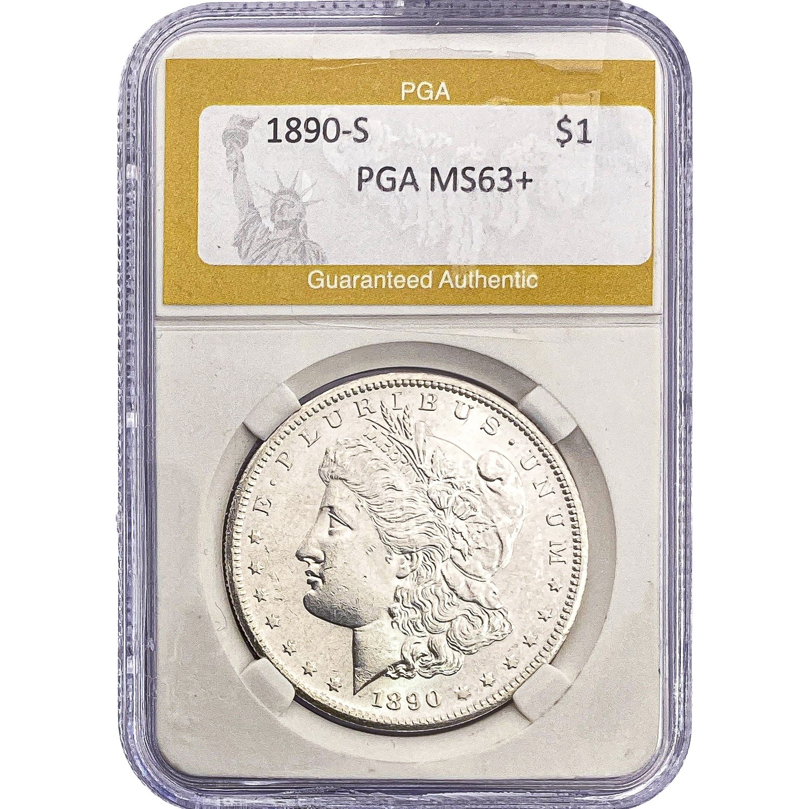 1890-S Morgan Silver Dollar PGA MS63+: 1890-S Morgan Silver Dollar PGA MS63+