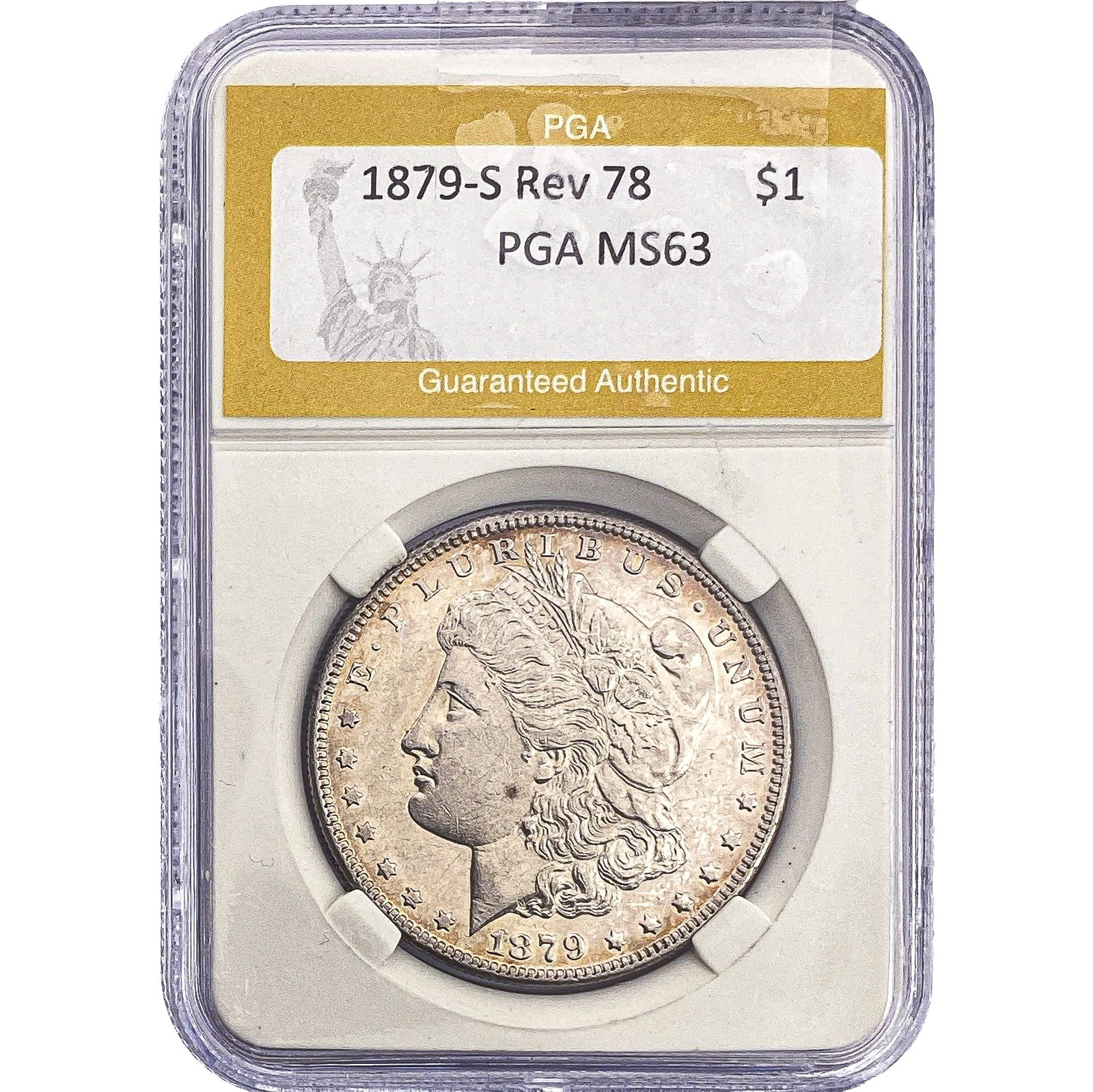 1879-S Rev 78 Morgan Silver Dollar PGA MS63: 1879-S Rev 78 Morgan Silver Dollar PGA MS63