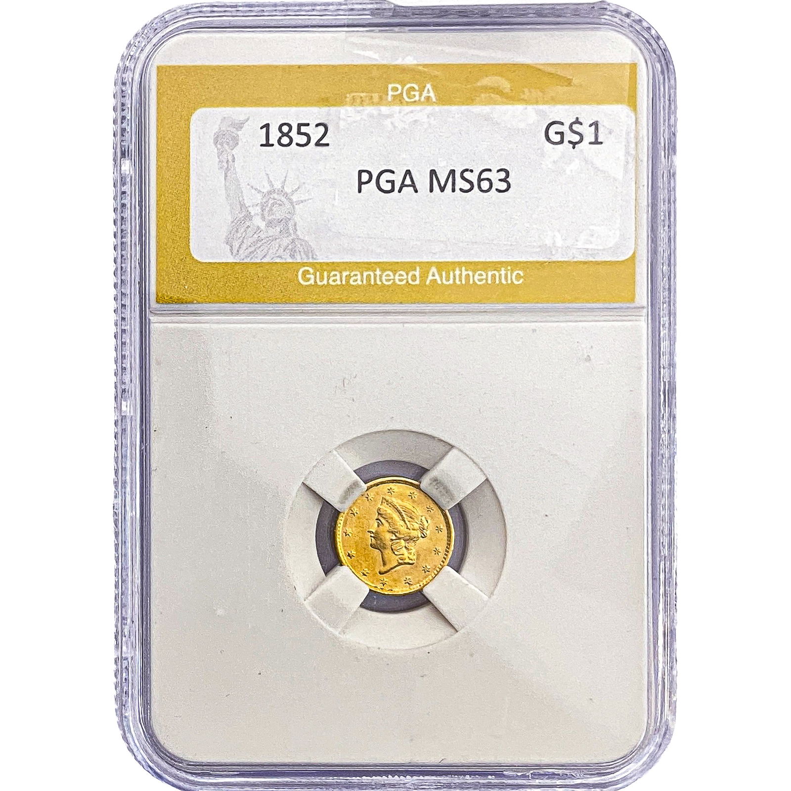 1852 Rare Gold Dollar PGA MS63: 1852 Rare Gold Dollar PGA MS63