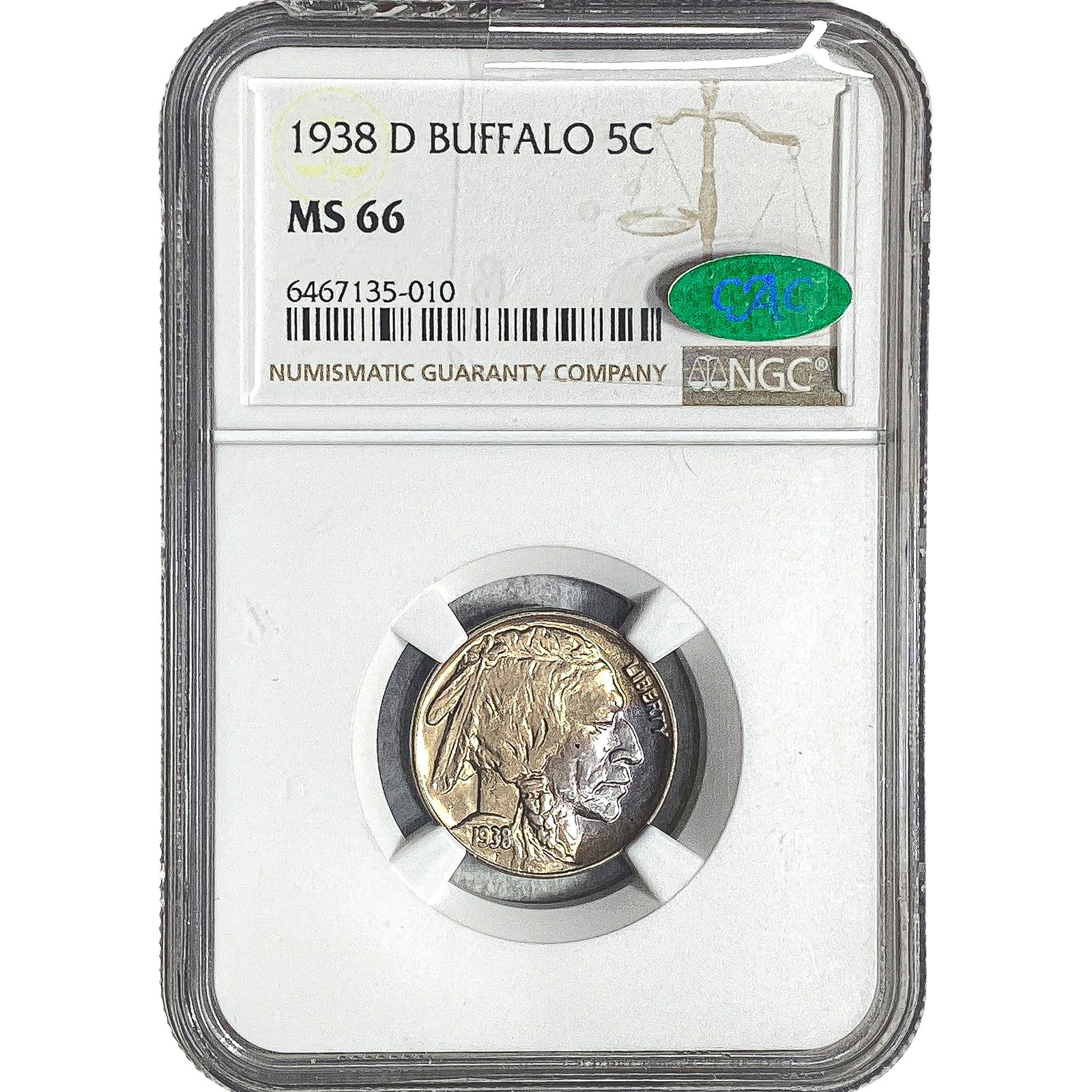 1938-D CAC Buffalo Nickel NGC MS66 (1 of 2)