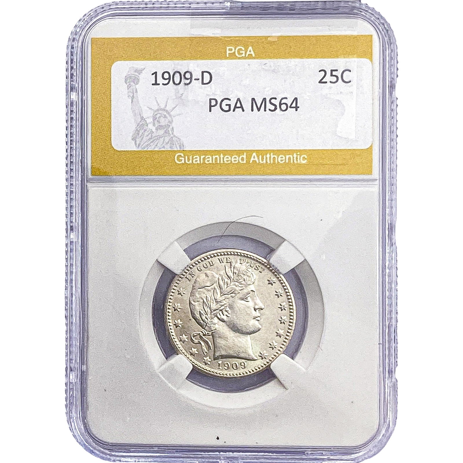 1909-D Barber Quarter PGA MS64: 1909-D Barber Quarter PGA MS64