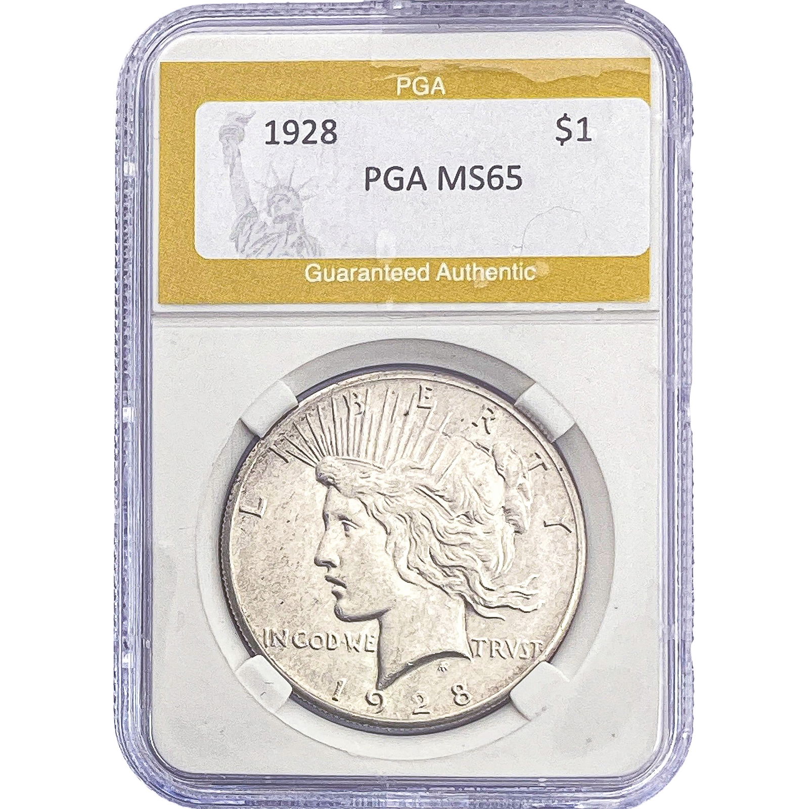 1928 Silver Peace Dollar PGA MS65: 1928 Silver Peace Dollar PGA MS65