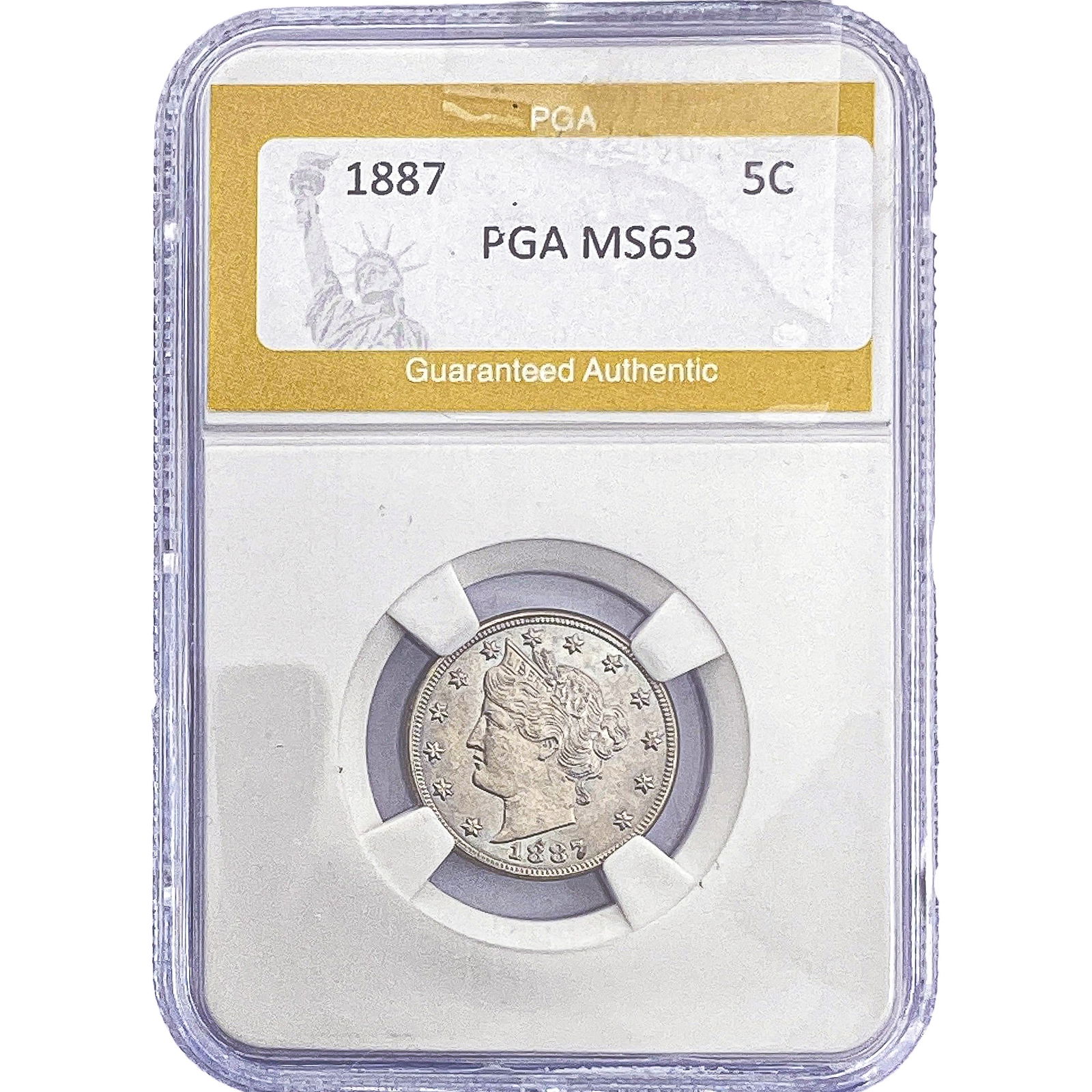 1887 Liberty Victory Nickel PGA MS63: 1887 Liberty Victory Nickel PGA MS63