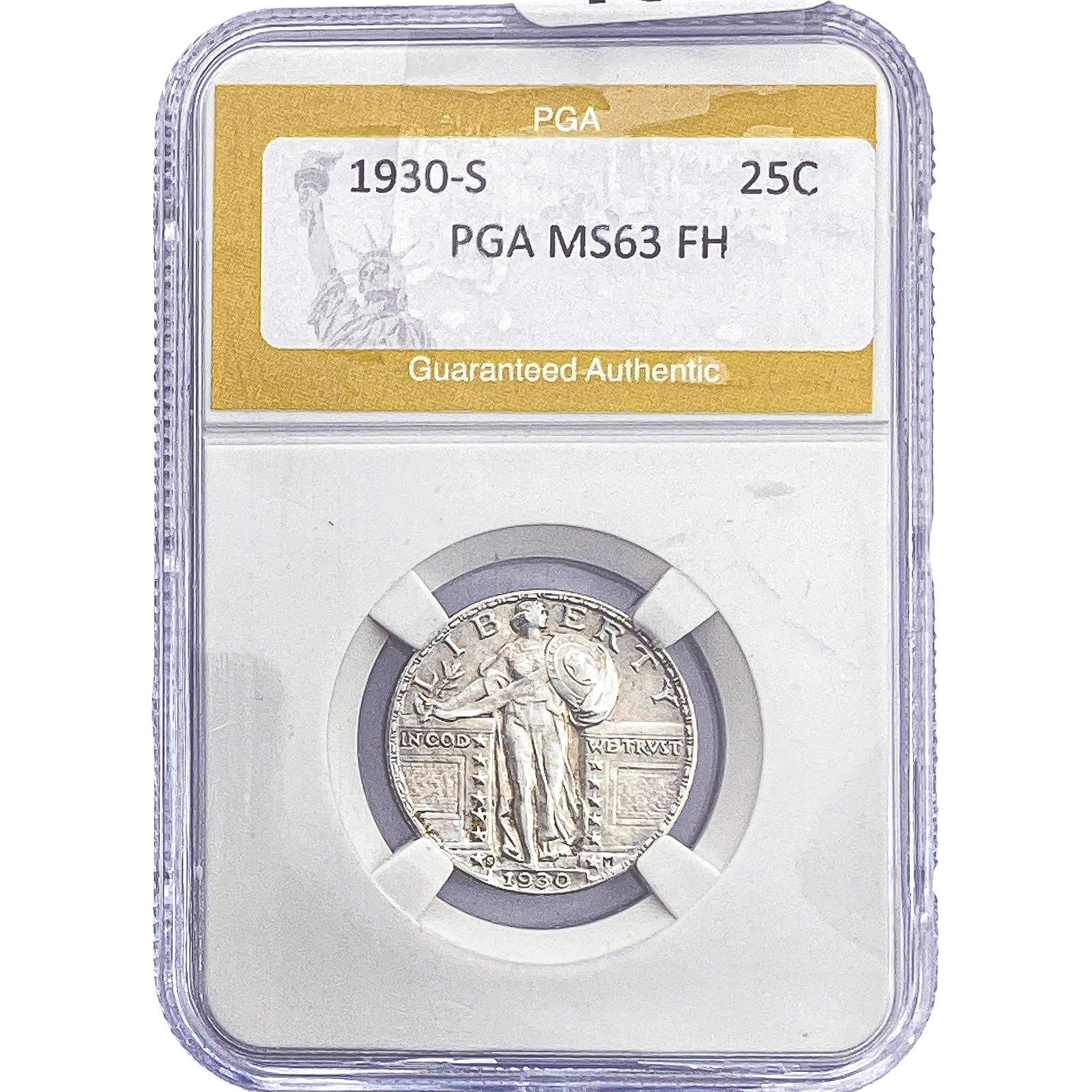 1930-S Standing Liberty Quarter PGA MS63 FH: 1930-S Standing Liberty Quarter PGA MS63 FH