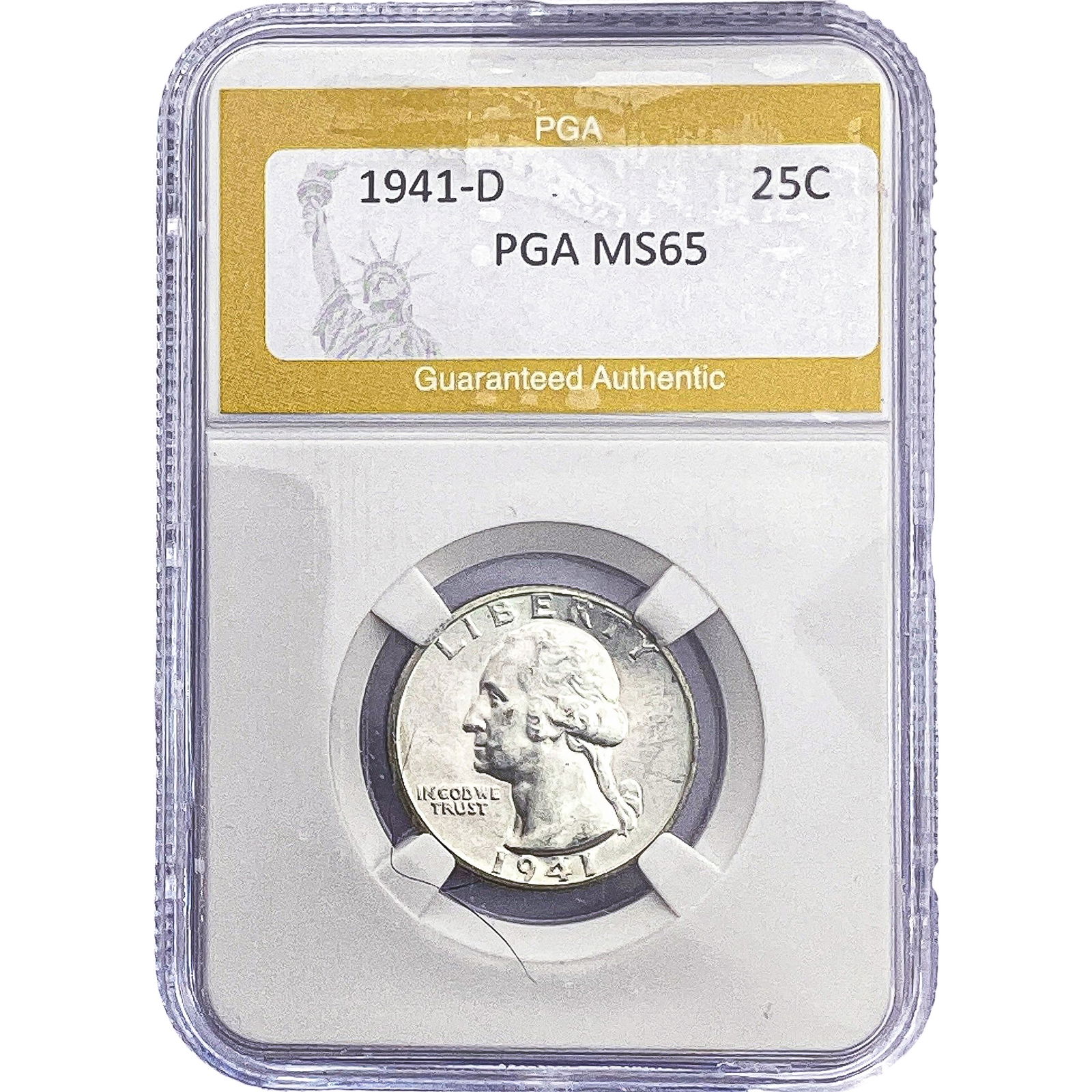 1941-D Washington Silver Quarter PGA MS65: 1941-D Washington Silver Quarter PGA MS65
