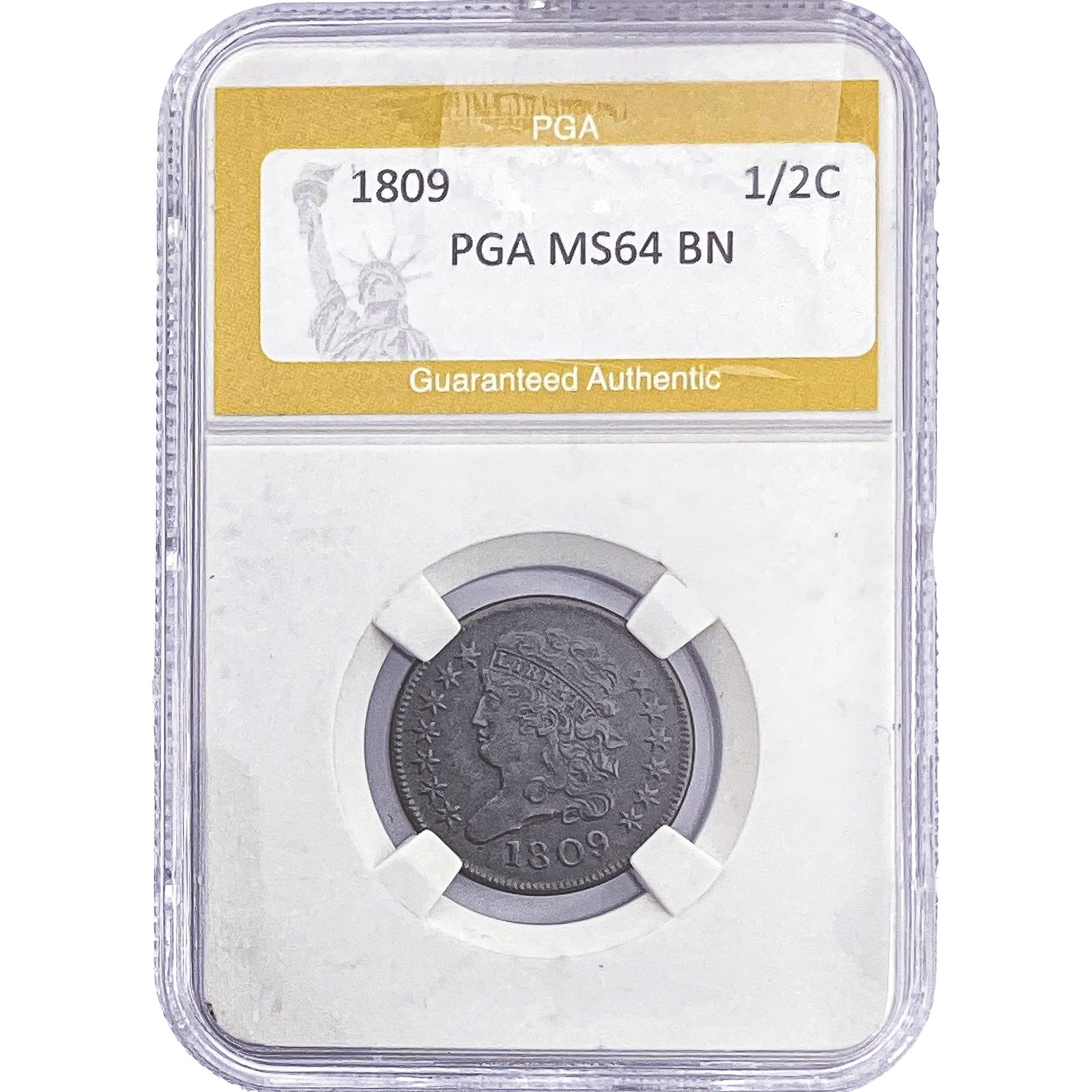 1809 Classic Head Half Cent PGA MS64 BN: 1809 Classic Head Half Cent PGA MS64 BN