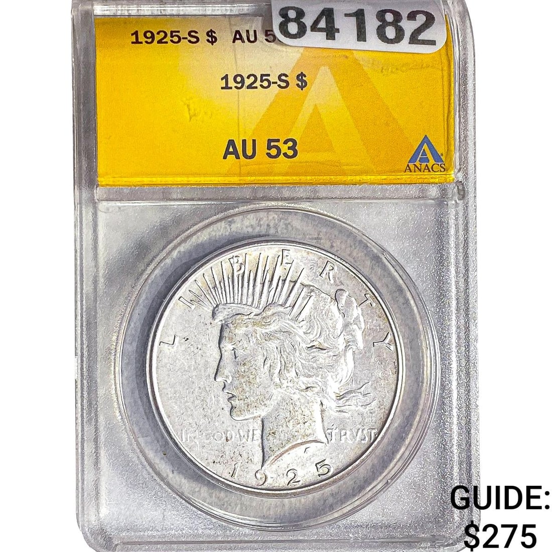 1925-S Silver Peace Dollar ANACS AU53: 1925-S Silver Peace Dollar ANACS AU53