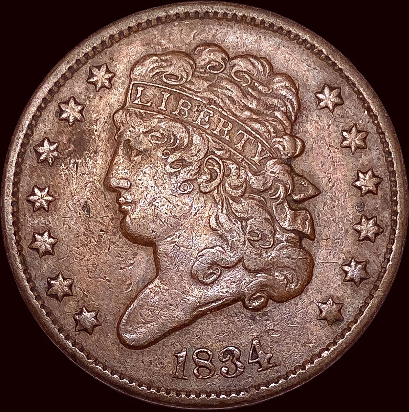 1834 Copper Half Cent CLOSELY UNCIRCULATED (1 of 2)